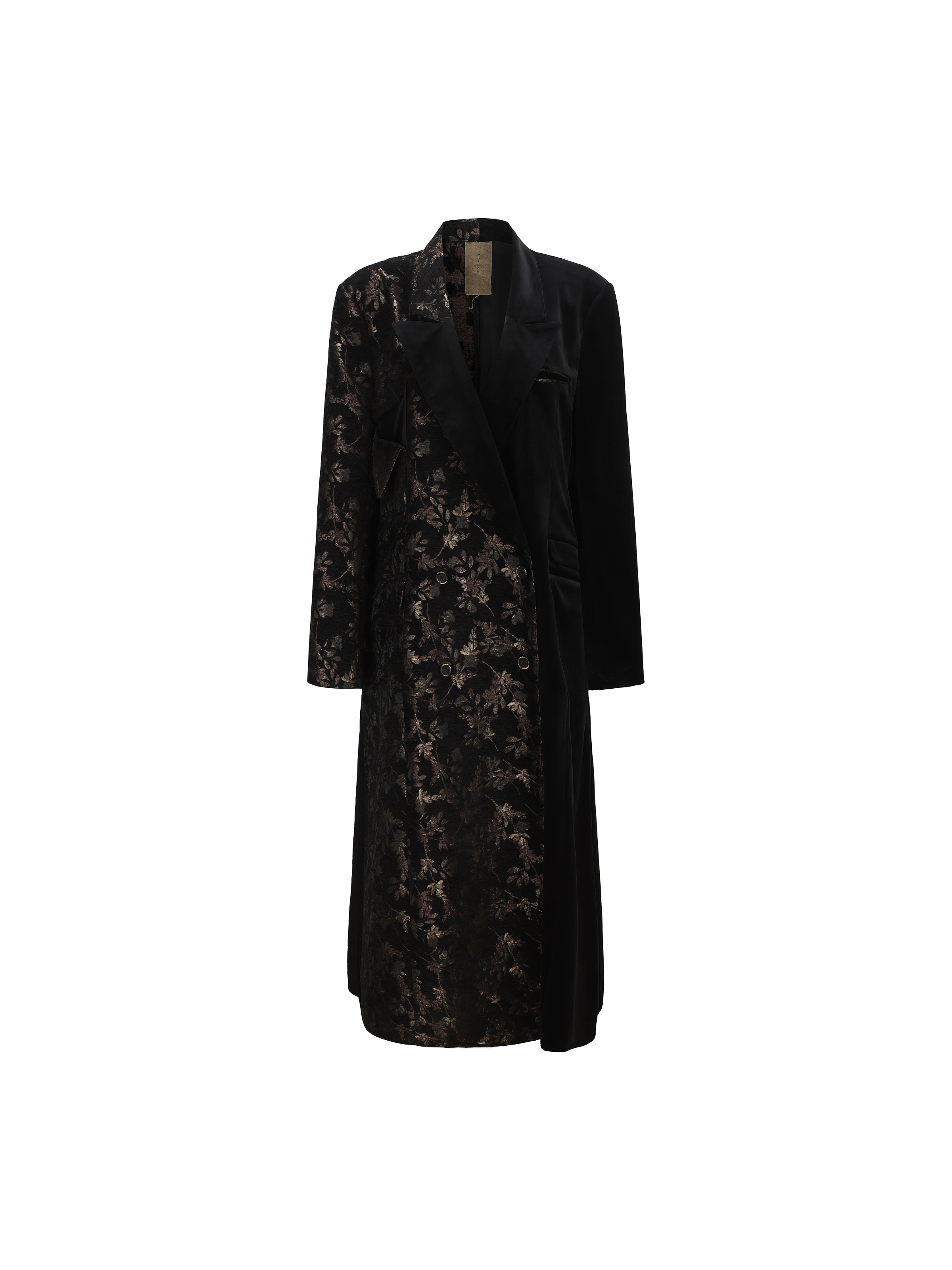 Black and Gold Accordion Pleated Velvet Coat