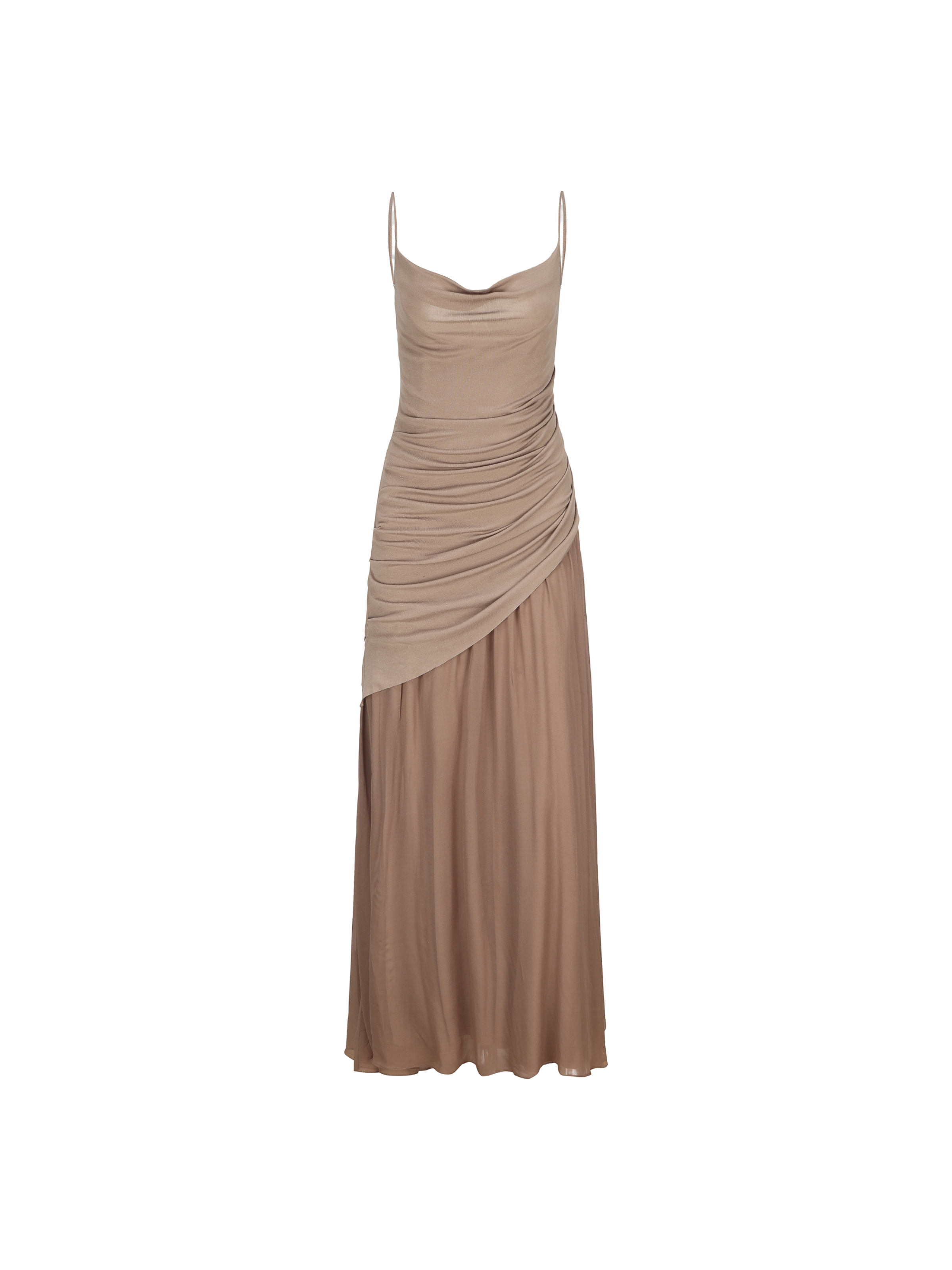 Nude Knitted Swing Collar Maxi Dress