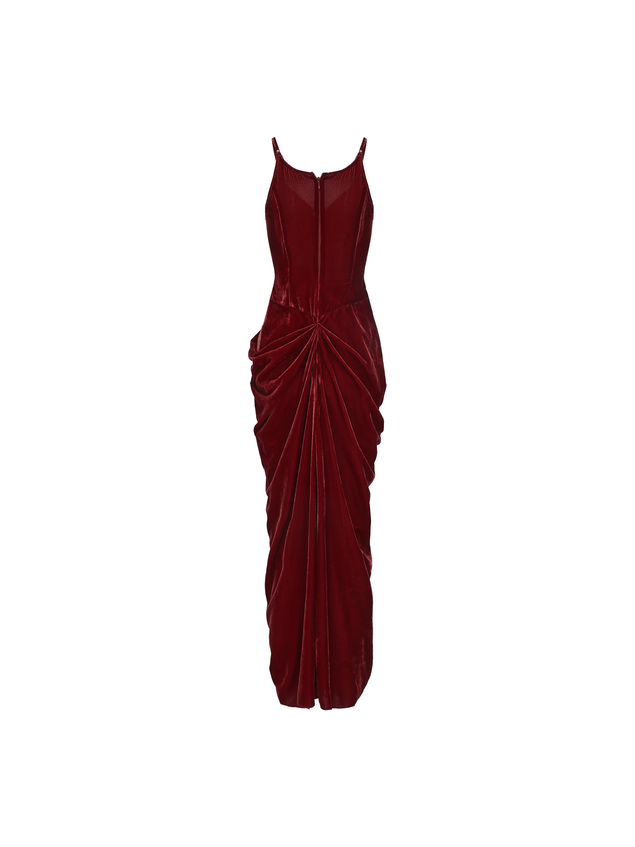 Red Velvet Pleated Dress