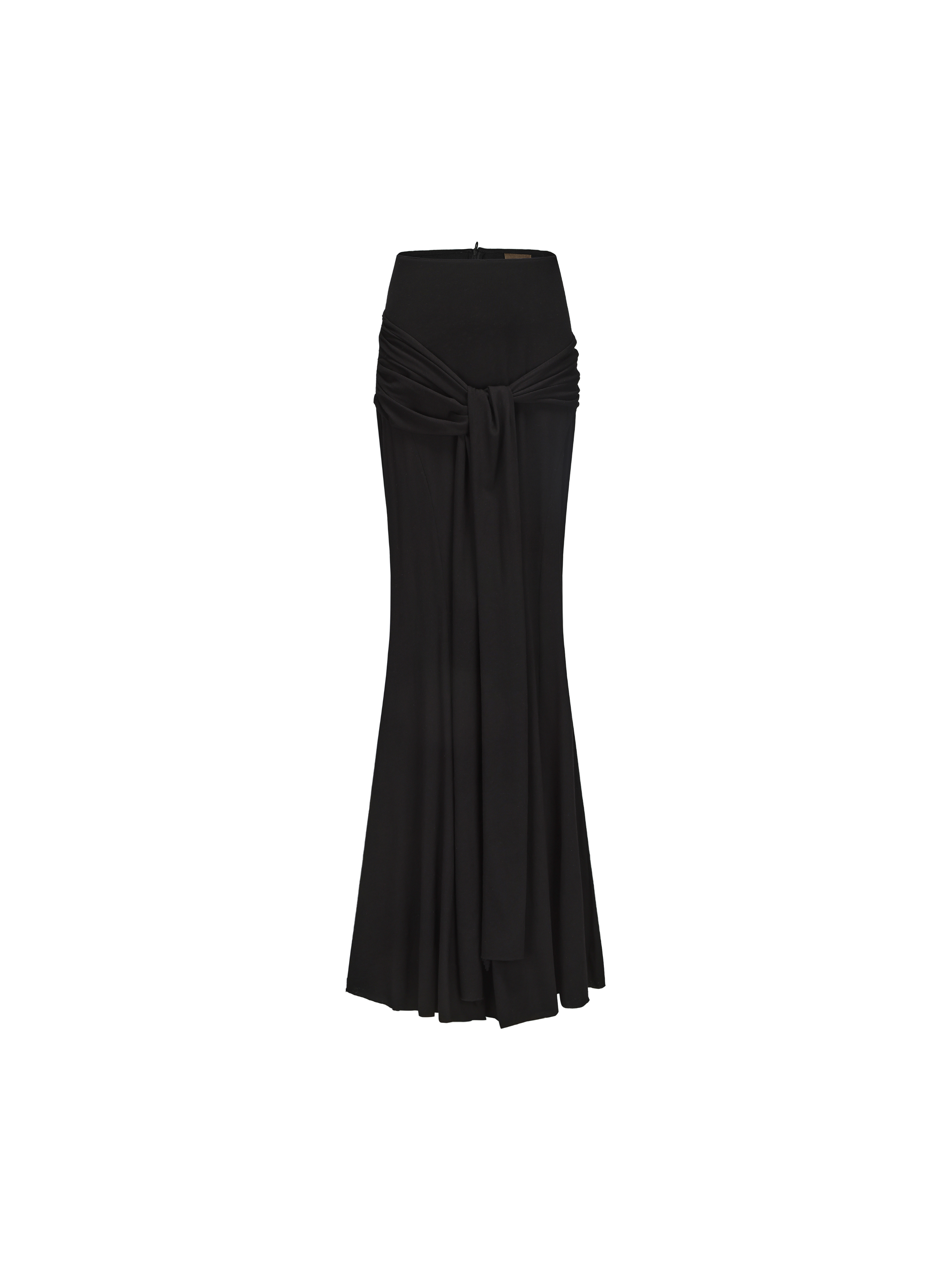 Black Pleated Waist Maxi Skirt