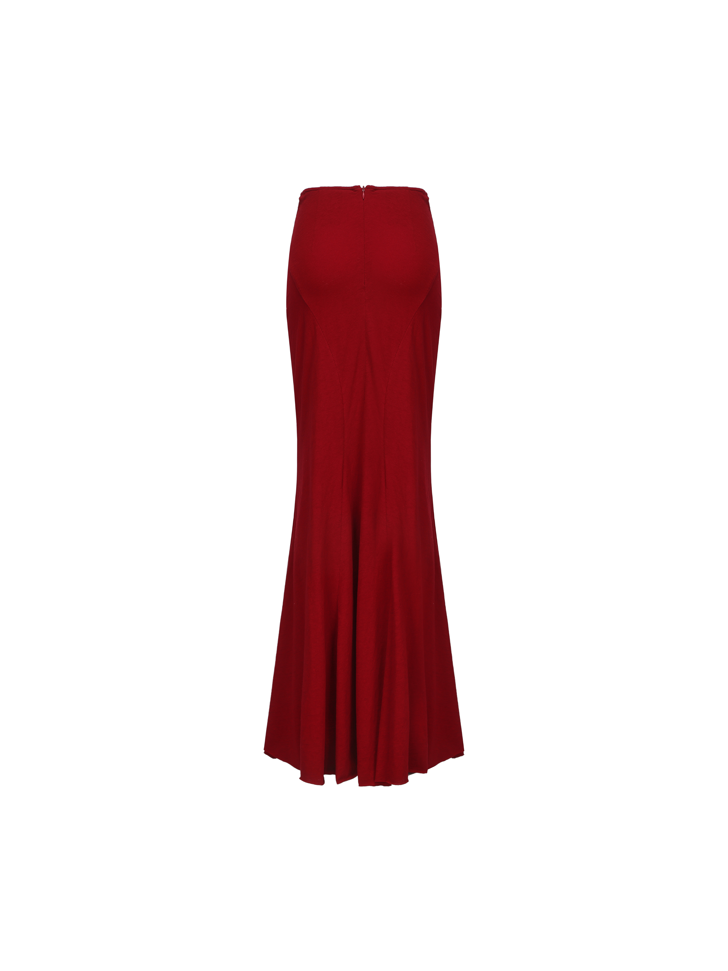 Red Pleated Waist Maxi Dress