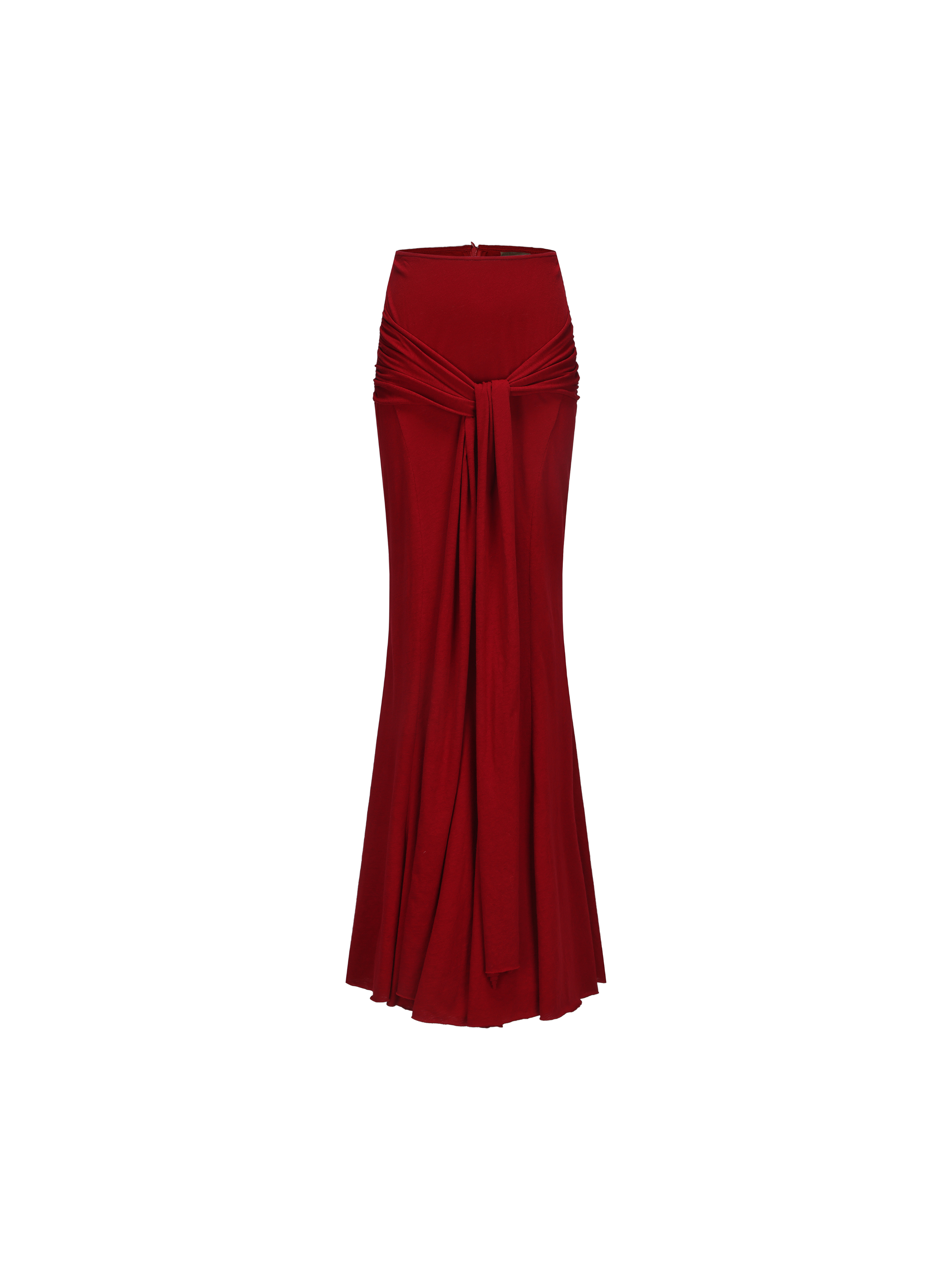 Red Pleated Waist Maxi Dress