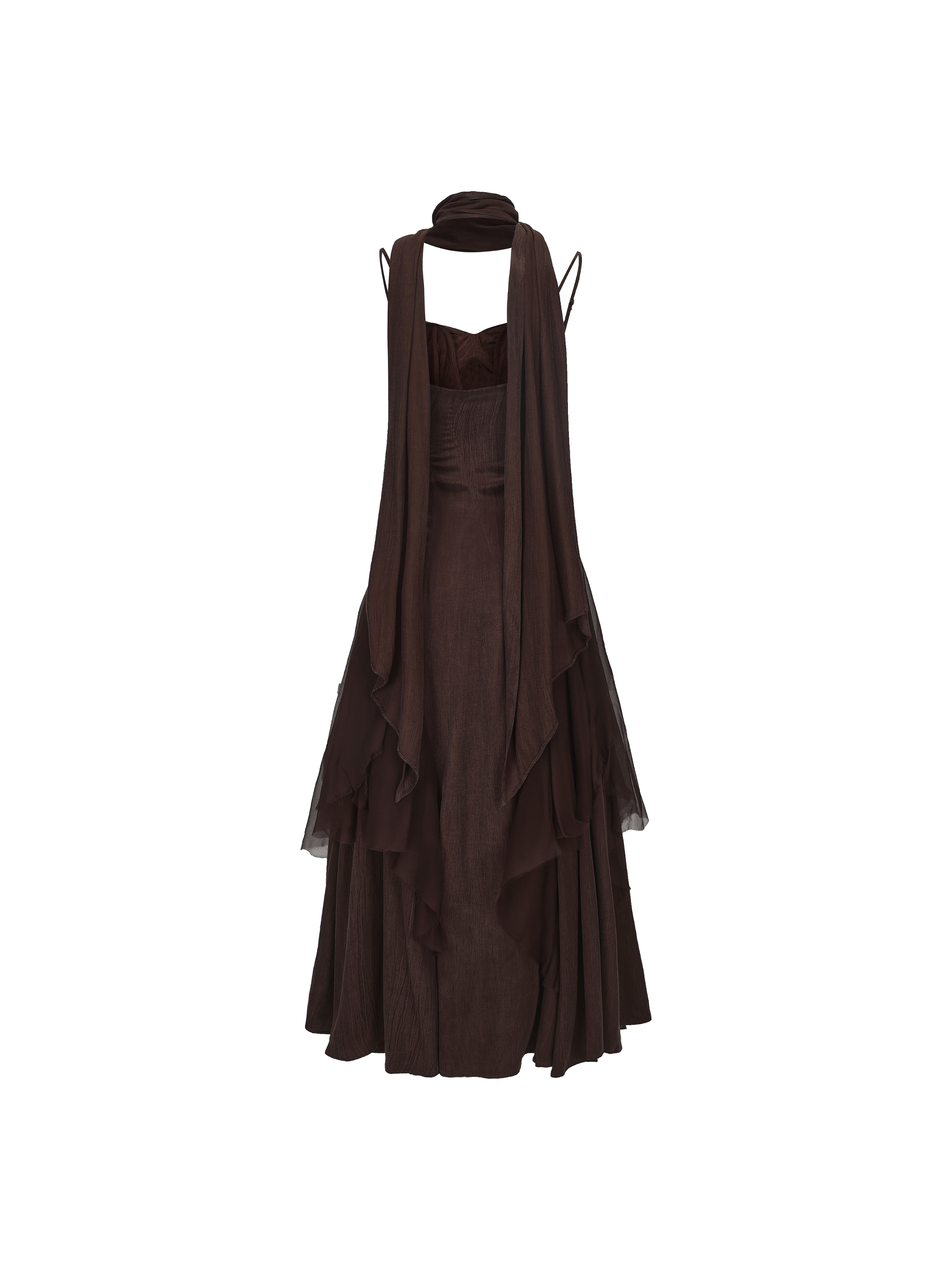 Chocolate Pleated Gauze Dress