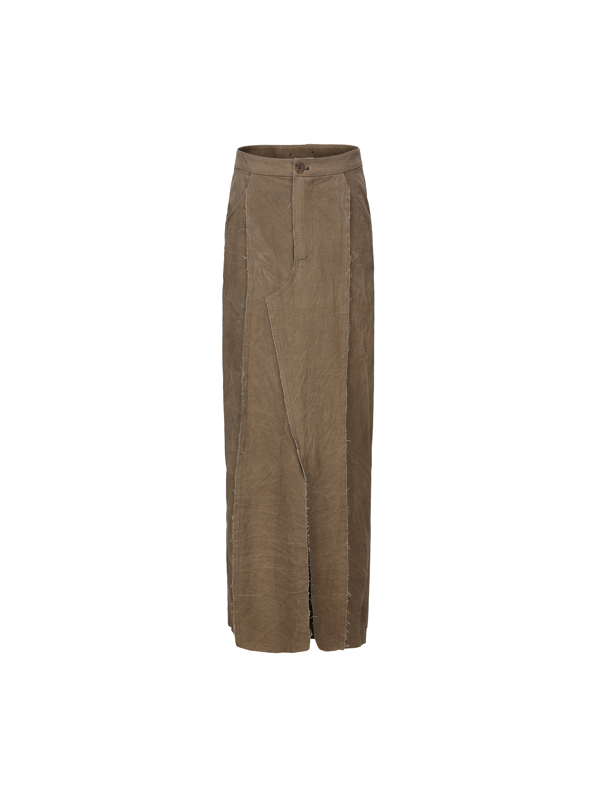 Breen Blended Patchwork Straight Mid-Length Skirt