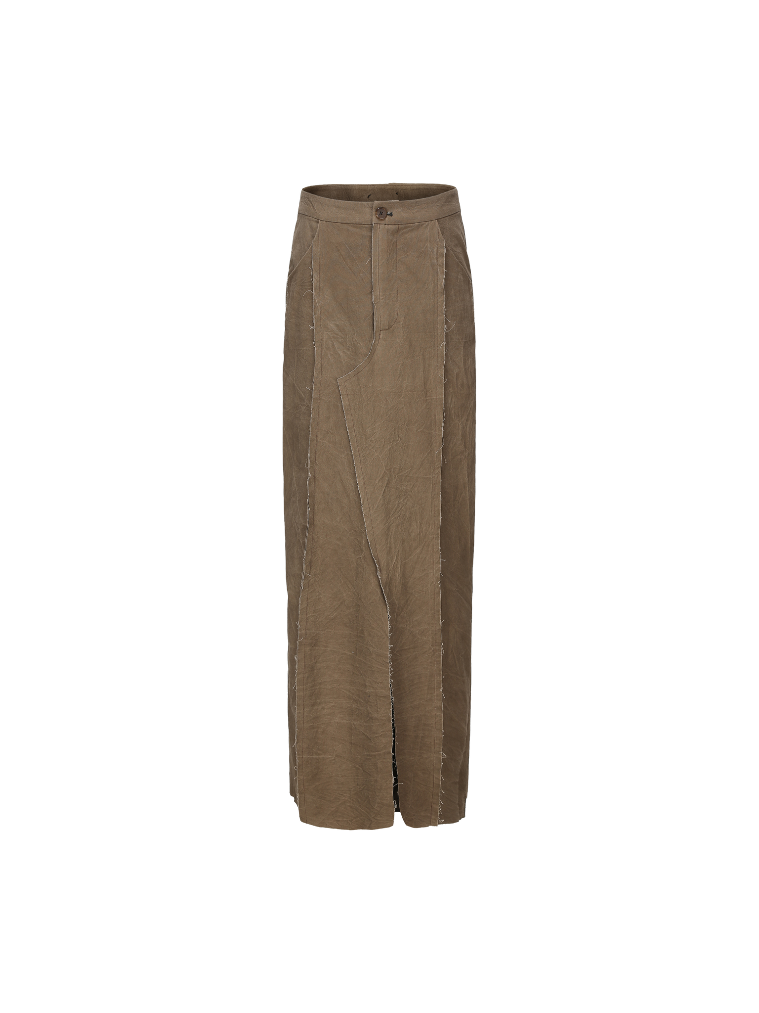 Breen Blended Patchwork Straight Mid-Length Skirt