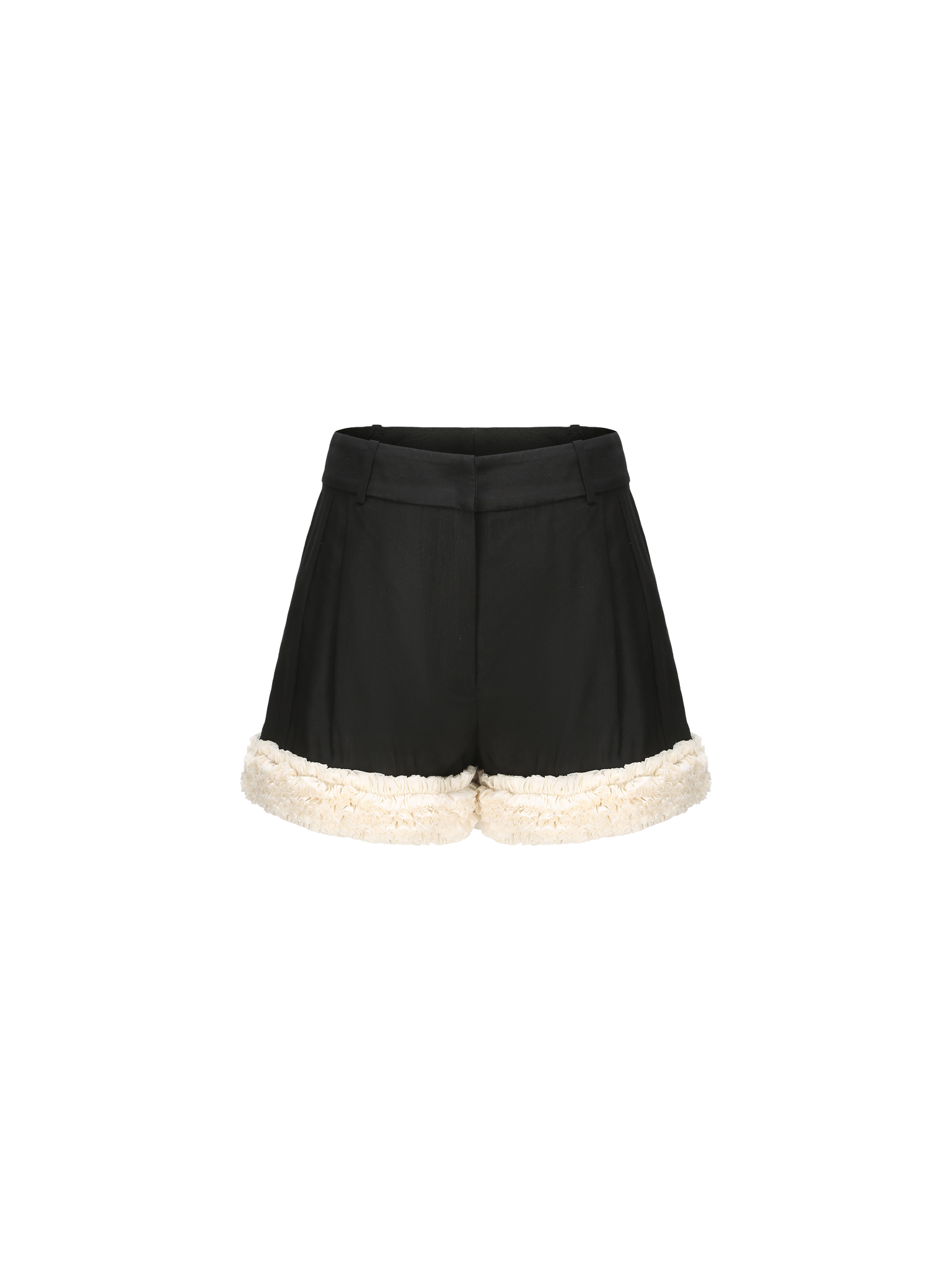 Lace Detail Tulip Hem Shorts - Black