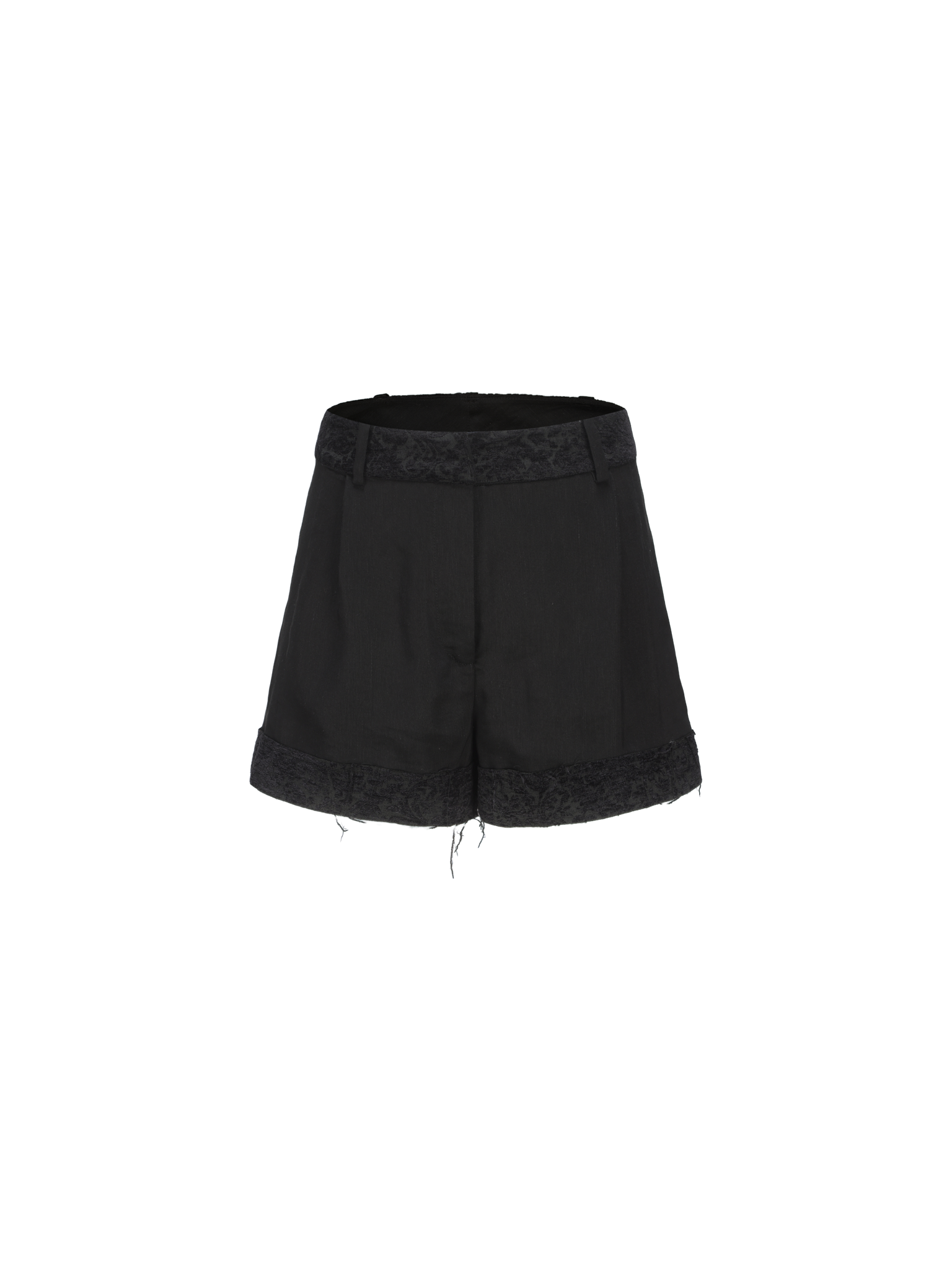 Black Velvet Patchwork Shorts