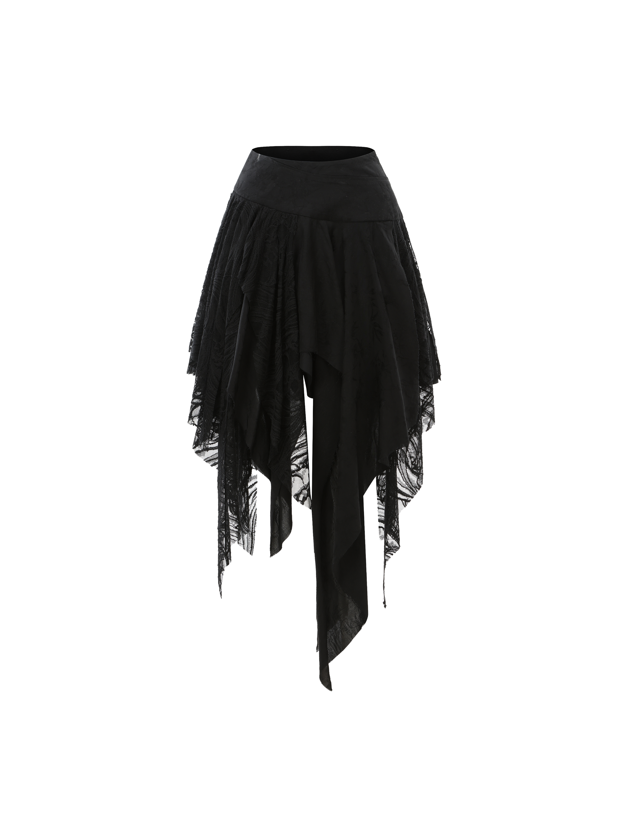 Black Folded Layer Mid-Length Skirt