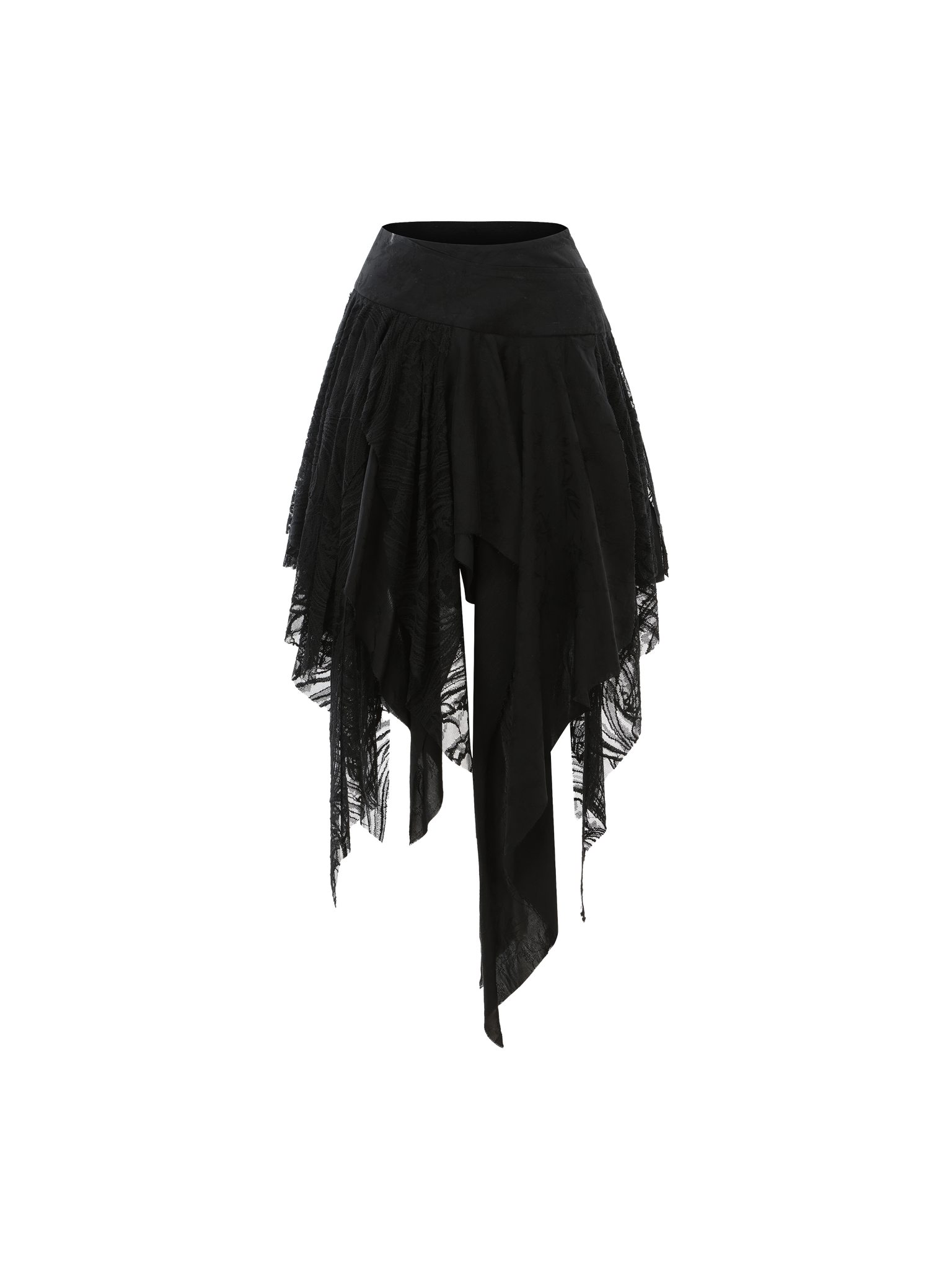 Black Folded Layer Mid-Length Skirt