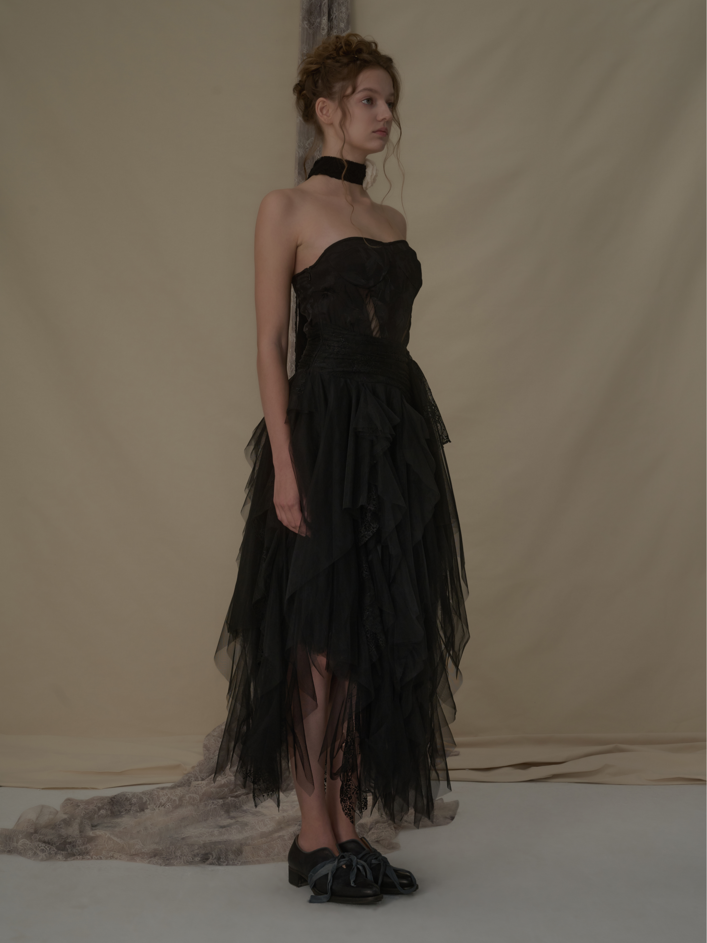 Black Waistless Lace Tube Dress M Black Waistless Lace Tube Dress M
