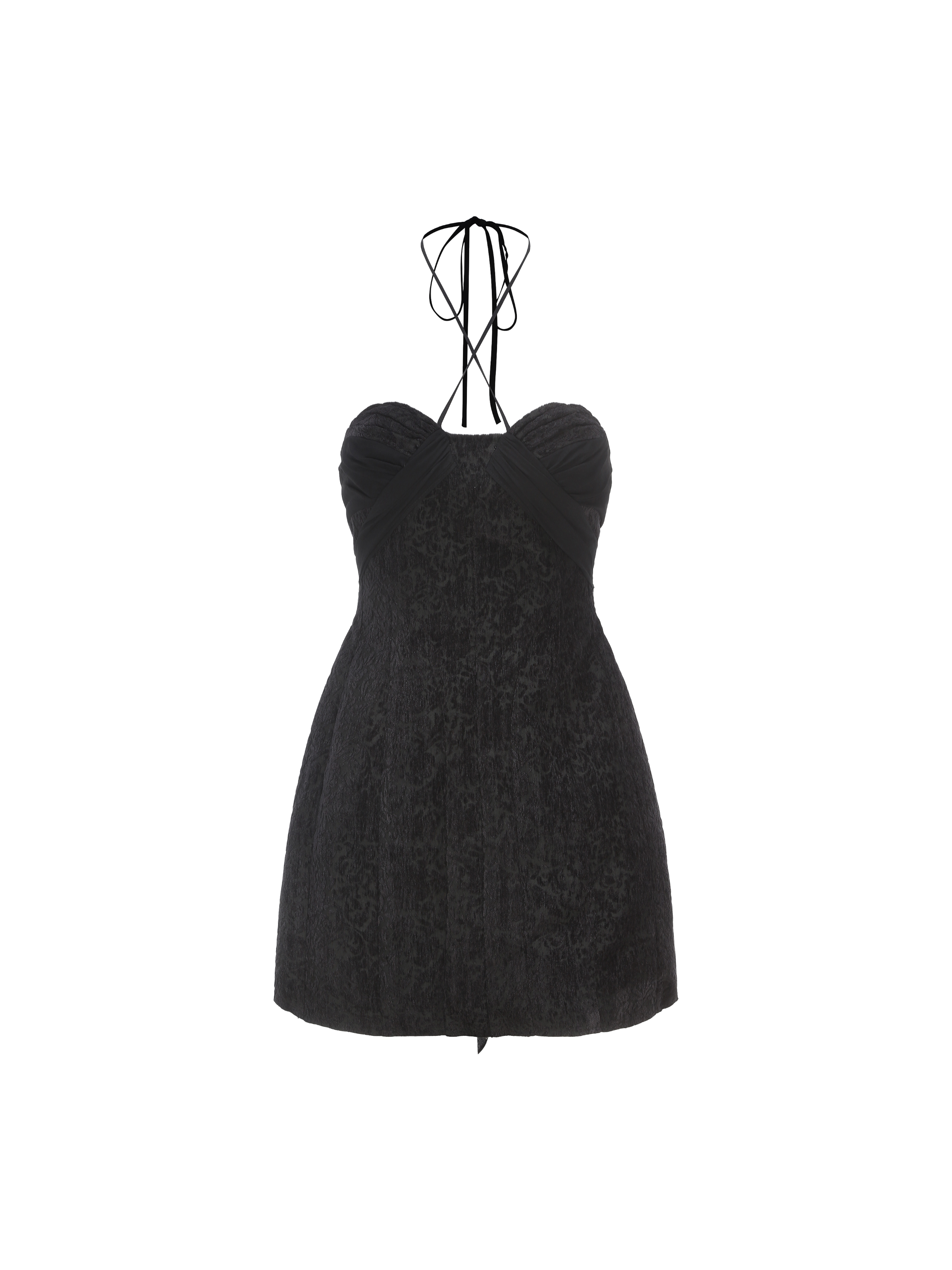 Black Velvet Halter Short Dress