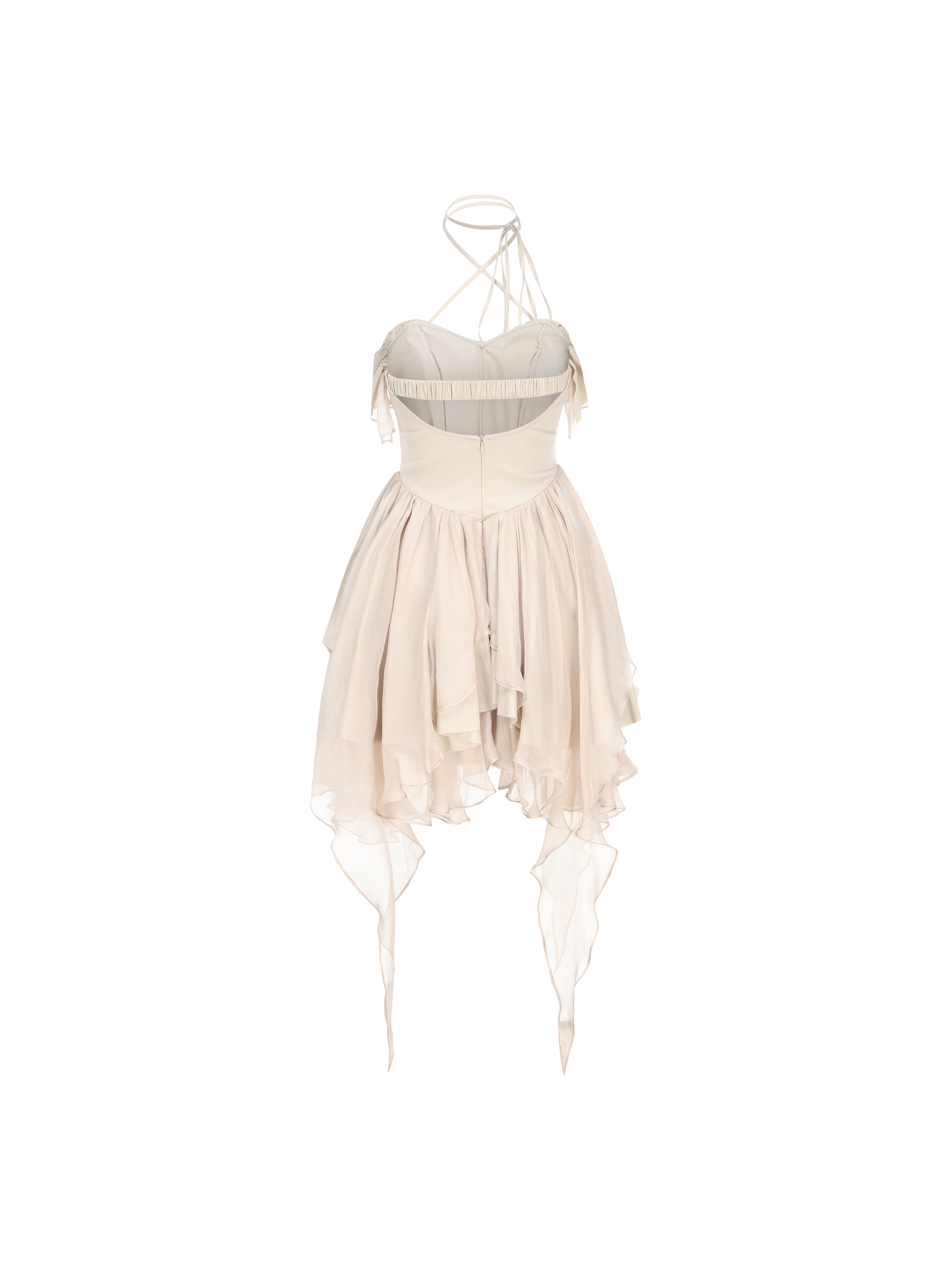 Beige Floral Halter Short Dress L Beige Floral Halter Short Dress L