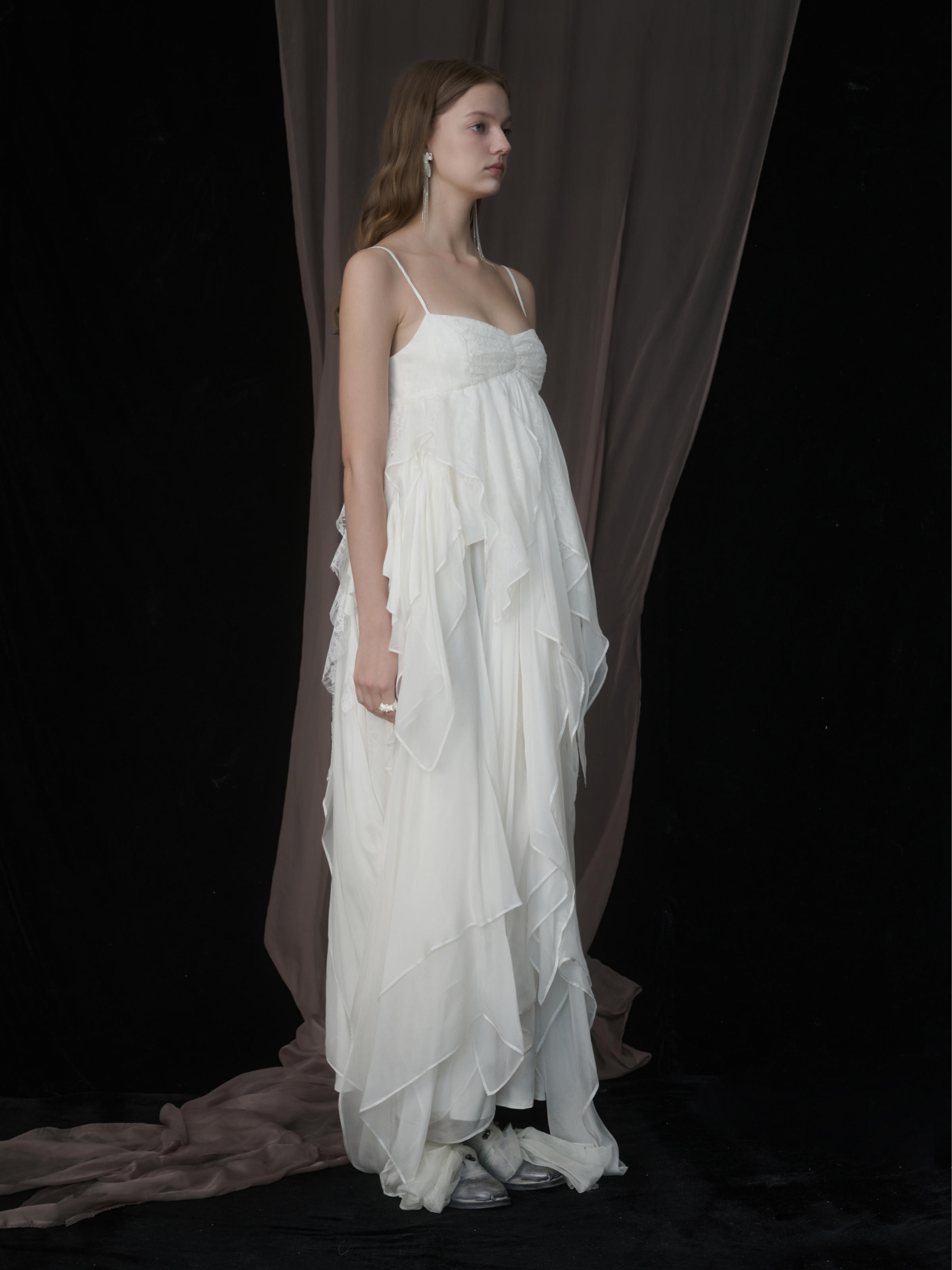 white pleated layered dress White Pleated Layered Maxi Dress XXL