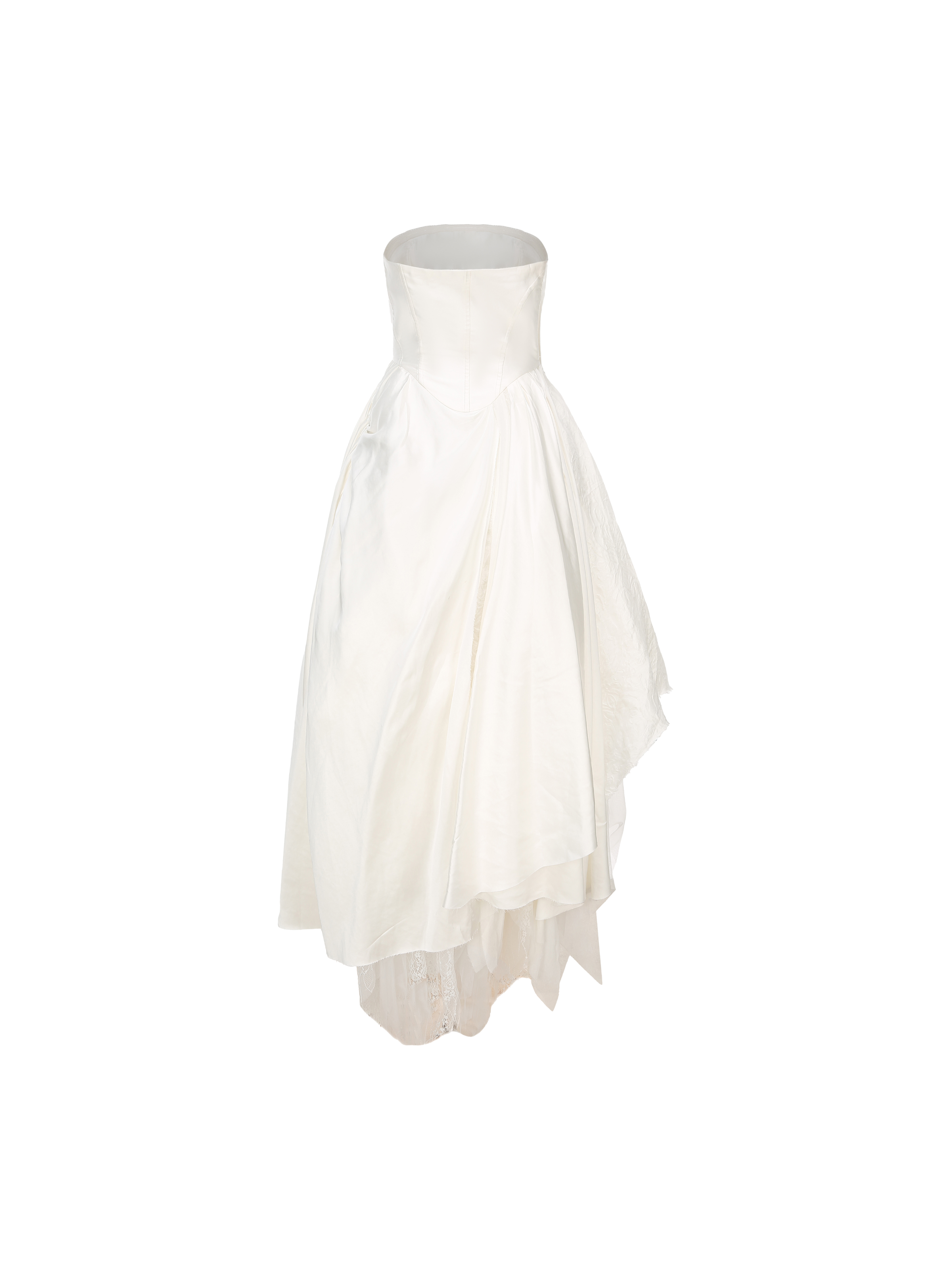 White Fold Pleated Strapless Dress