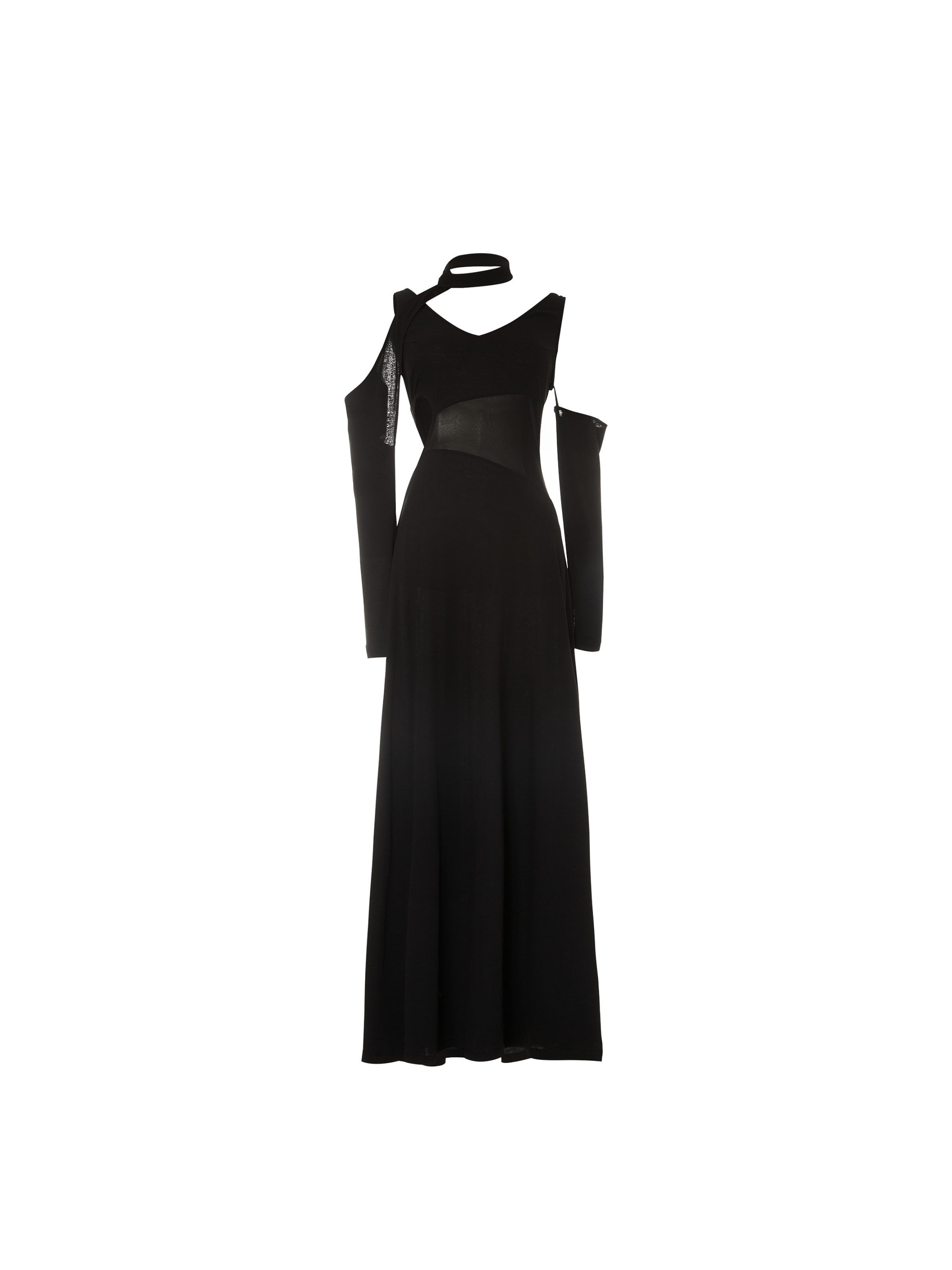 슬리브렛이 있는 블랙 투피스 드레스