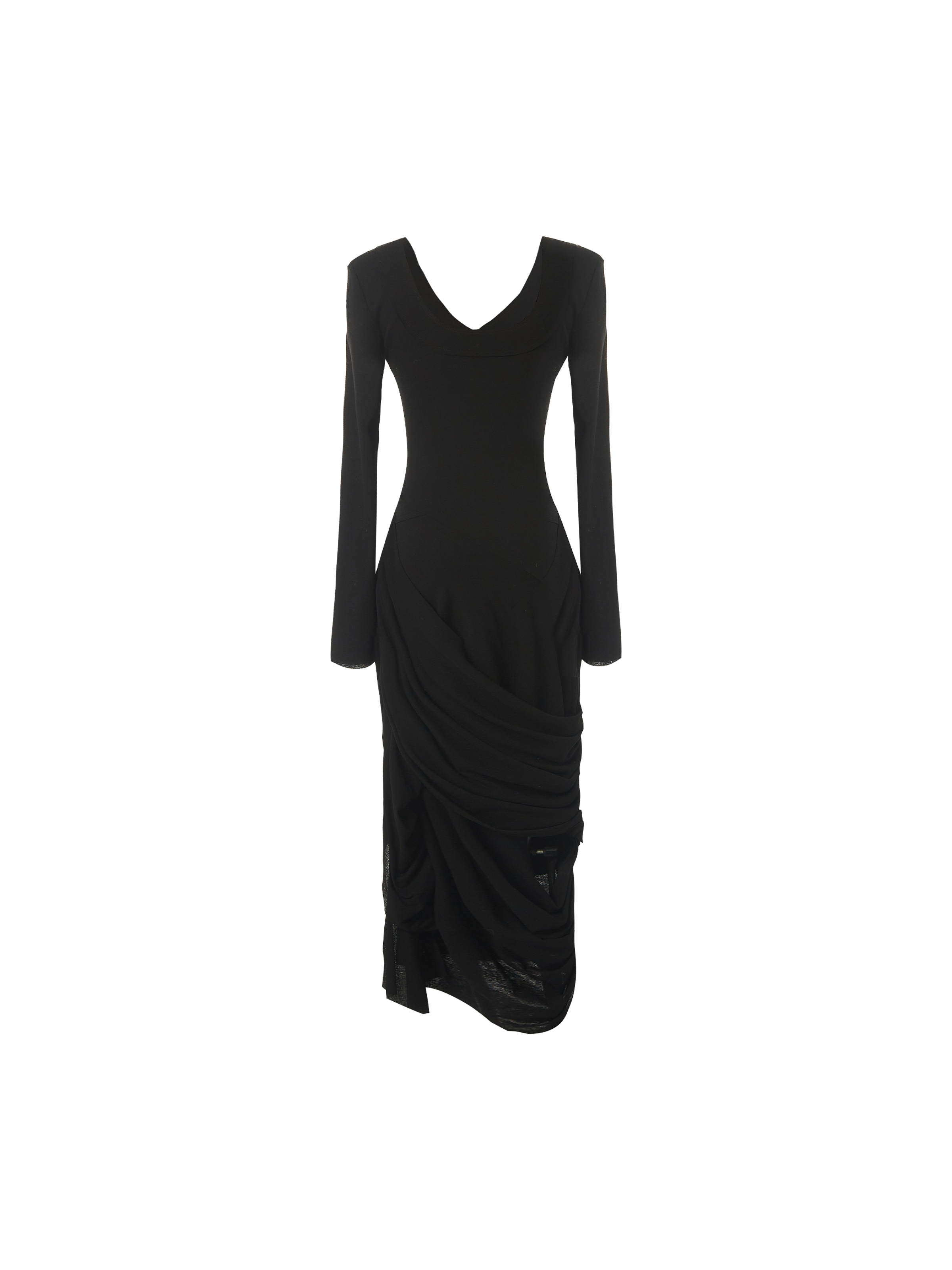 블랙 브이넥 타이트 드레스