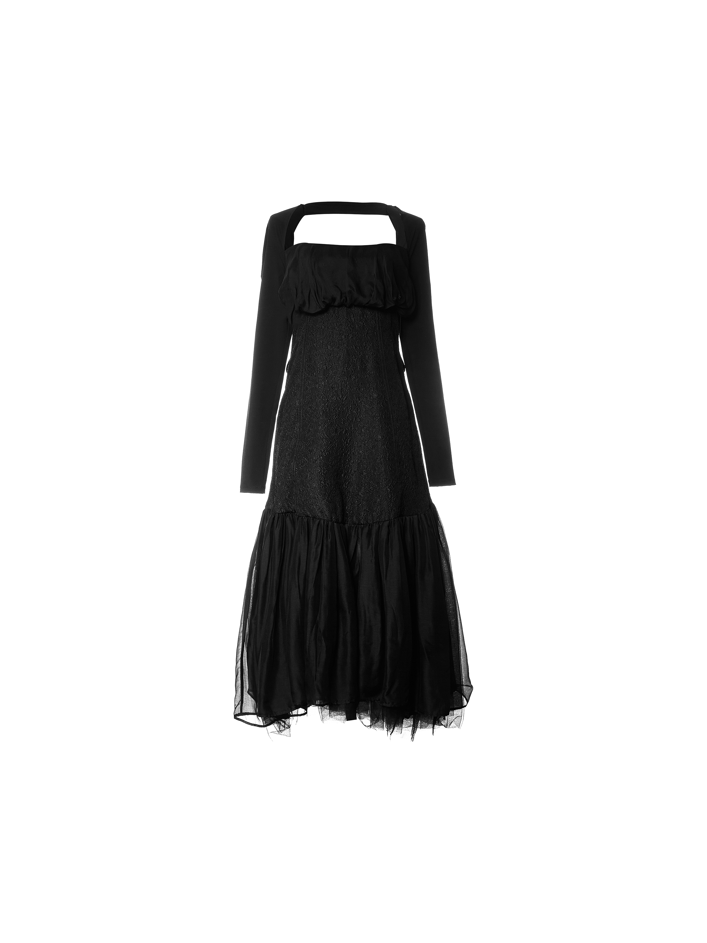 블랙 타이트 버블 드레스