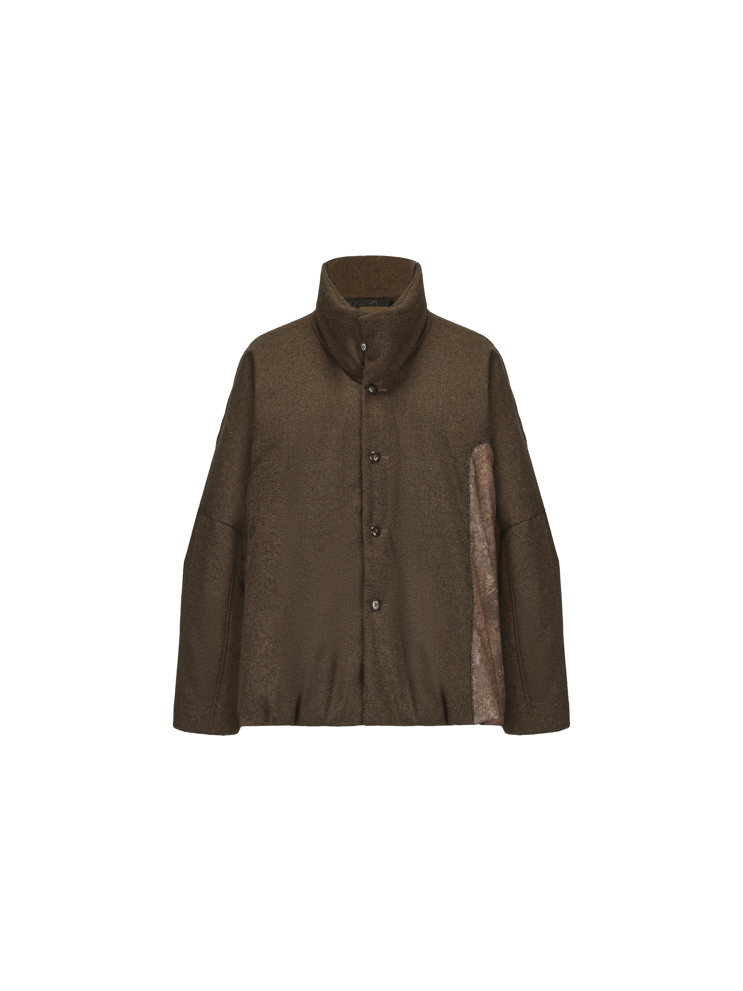 Brown and Green Short Down Jacket