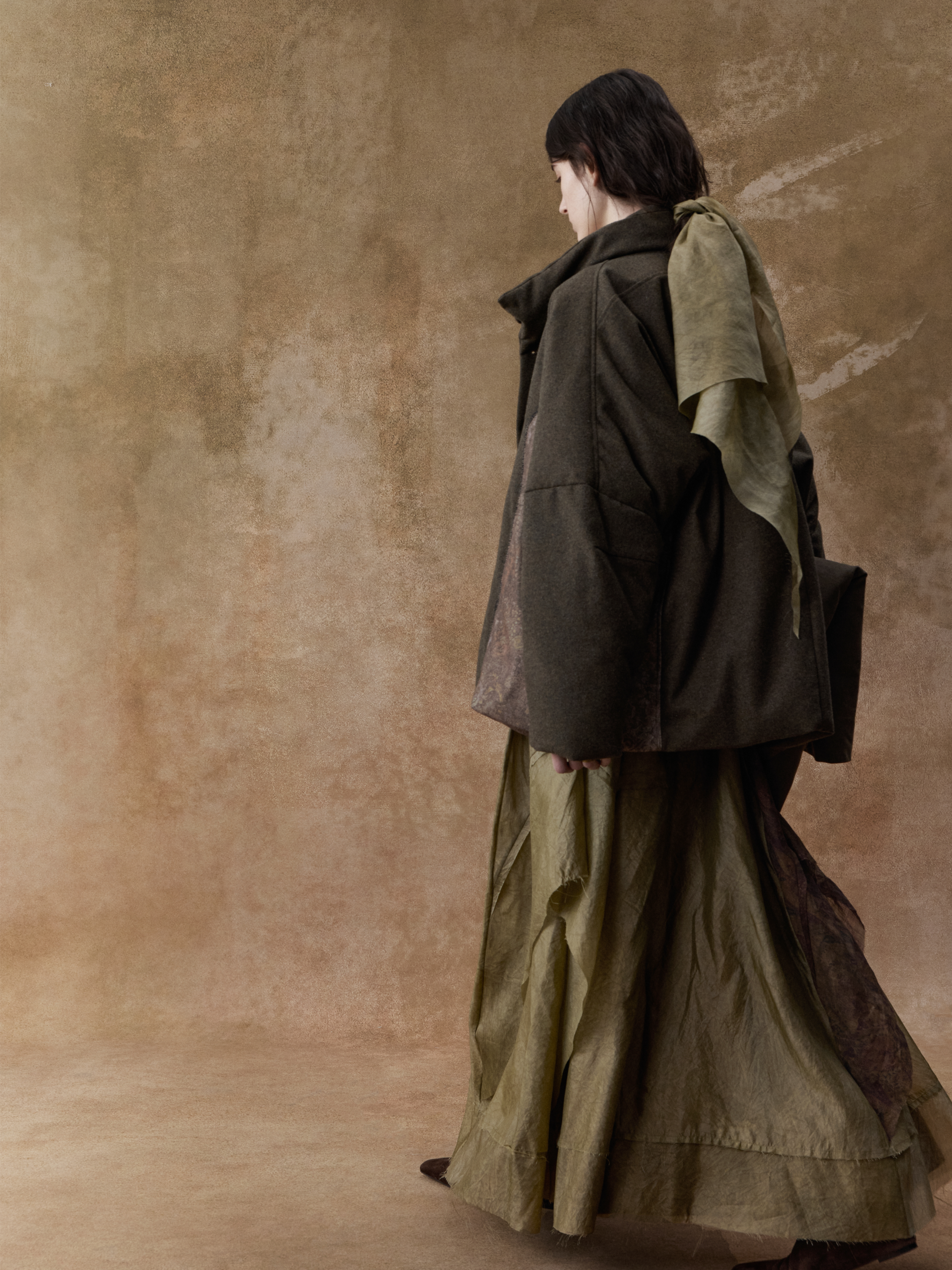 Brown and Green Short Down Jacket