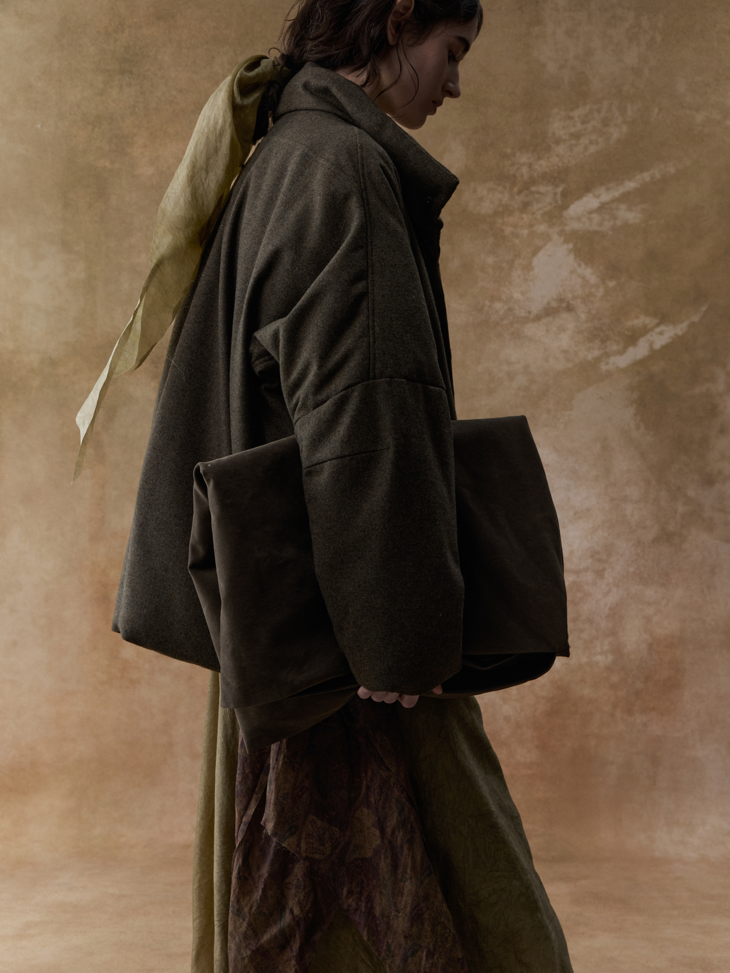 Brown and Green Short Down Jacket