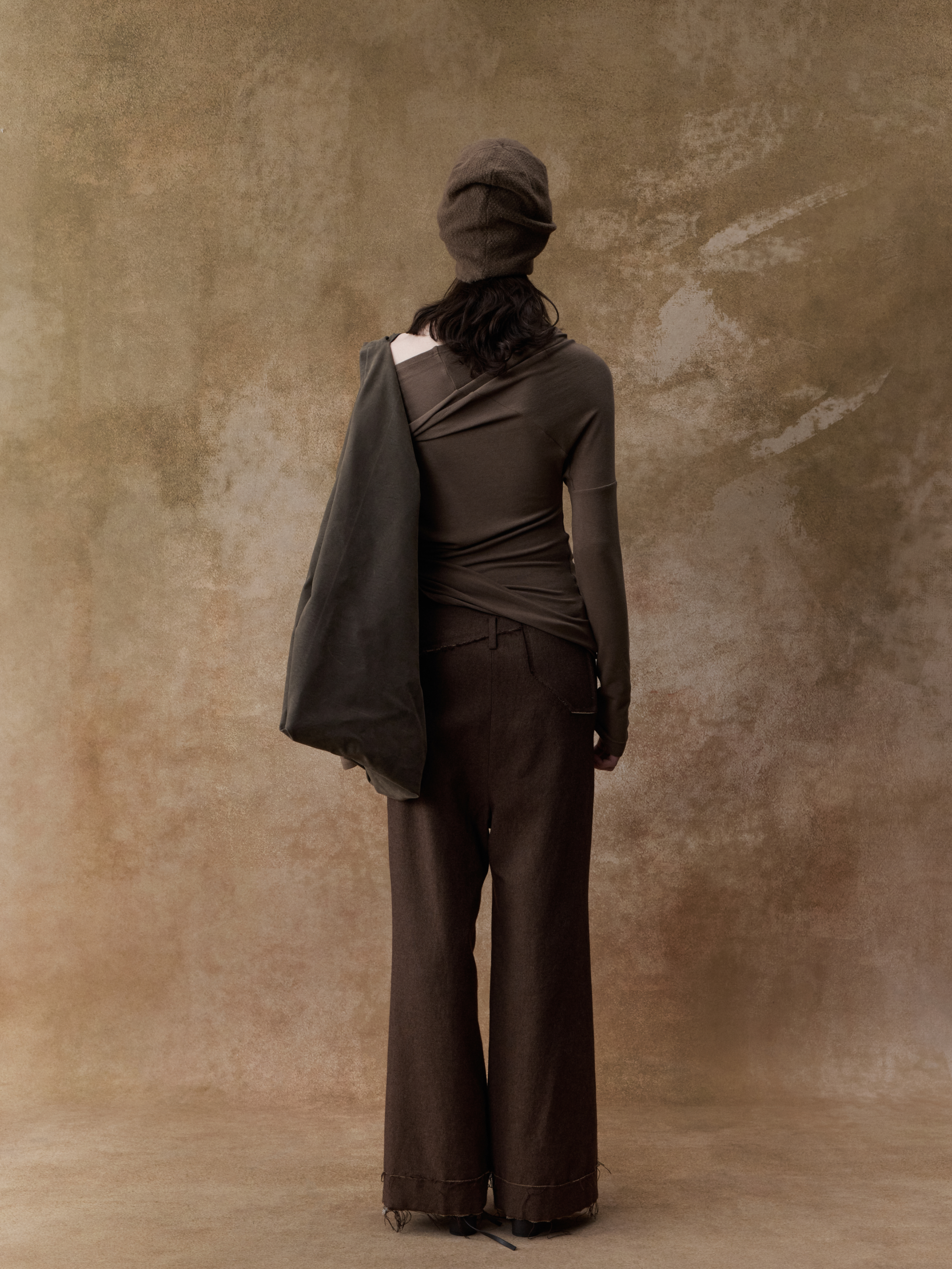 Khaki Asymmetric Off-shoulder Top