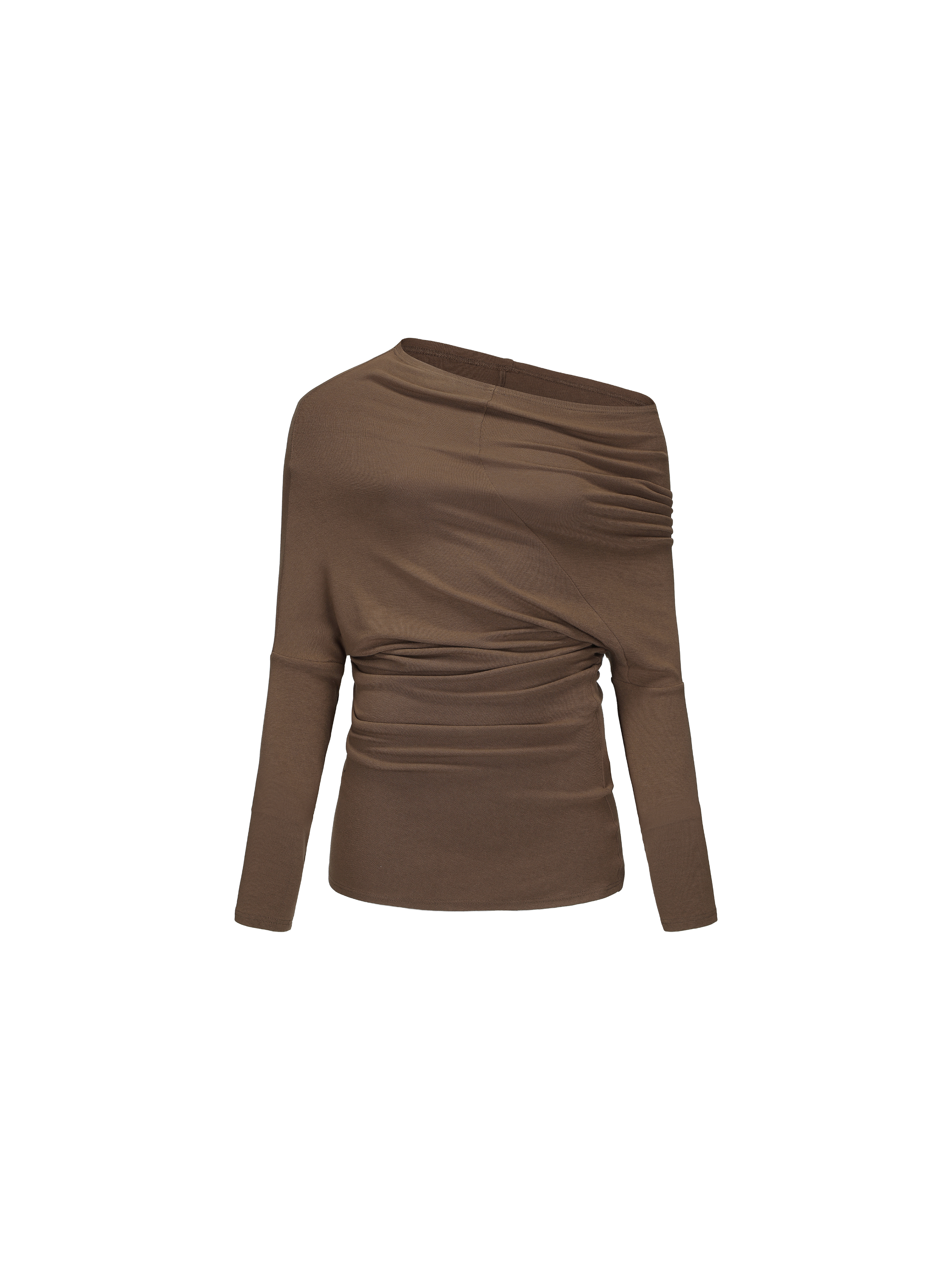 Khaki Asymmetric Off-shoulder Top