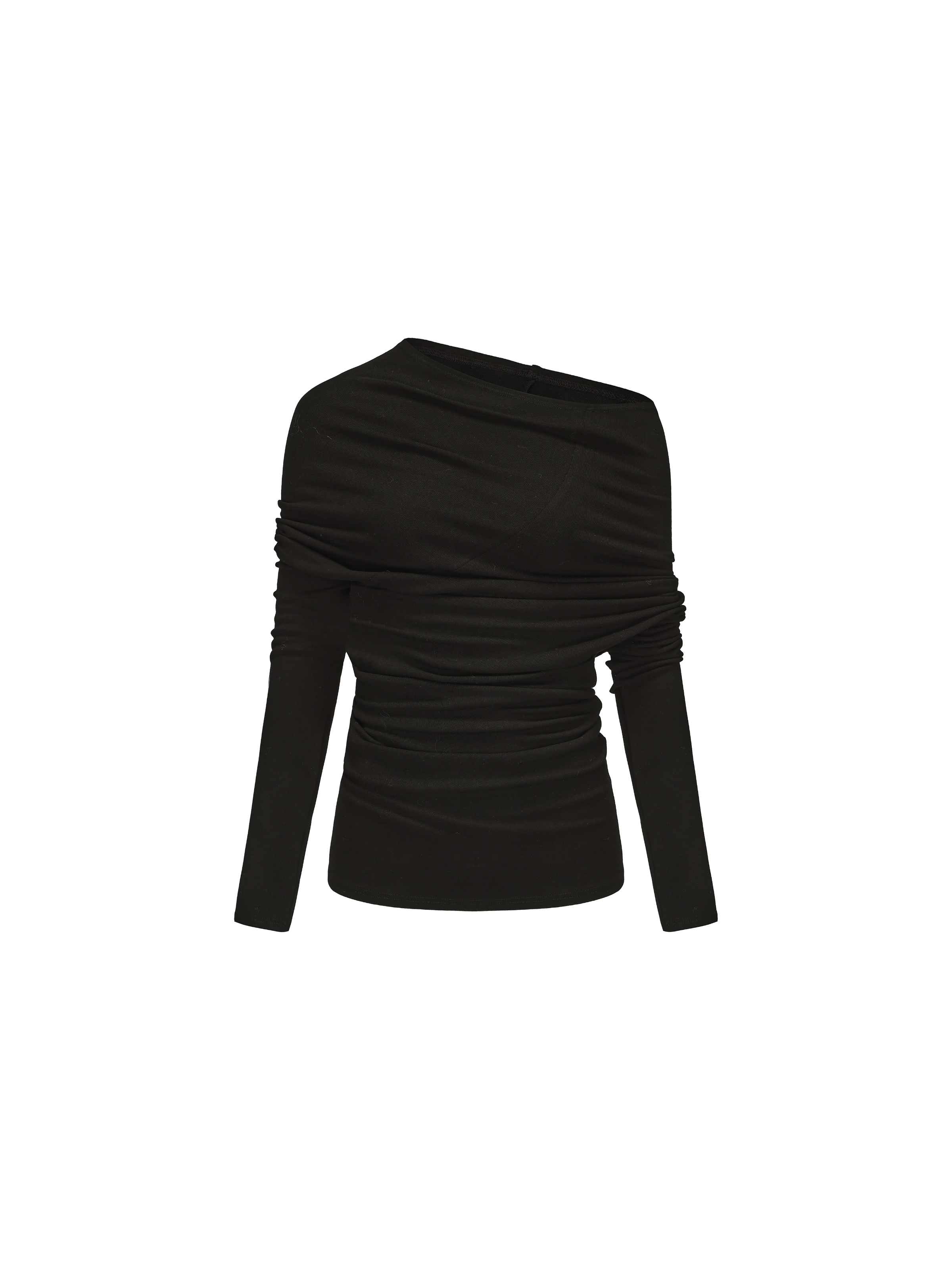 Black Asymmetric Off-shoulder Top