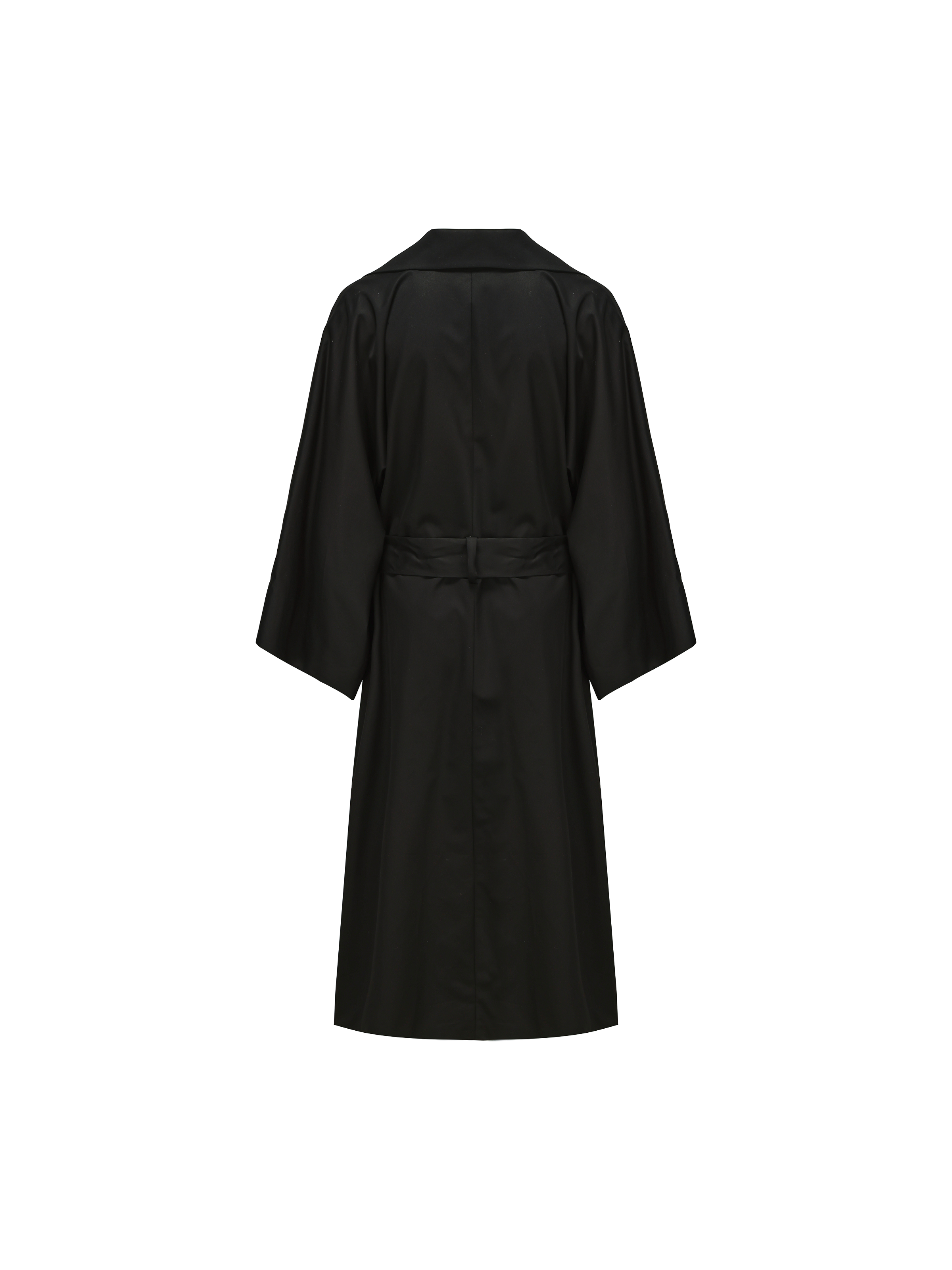 Black Notched Collar Structured Trench Coat