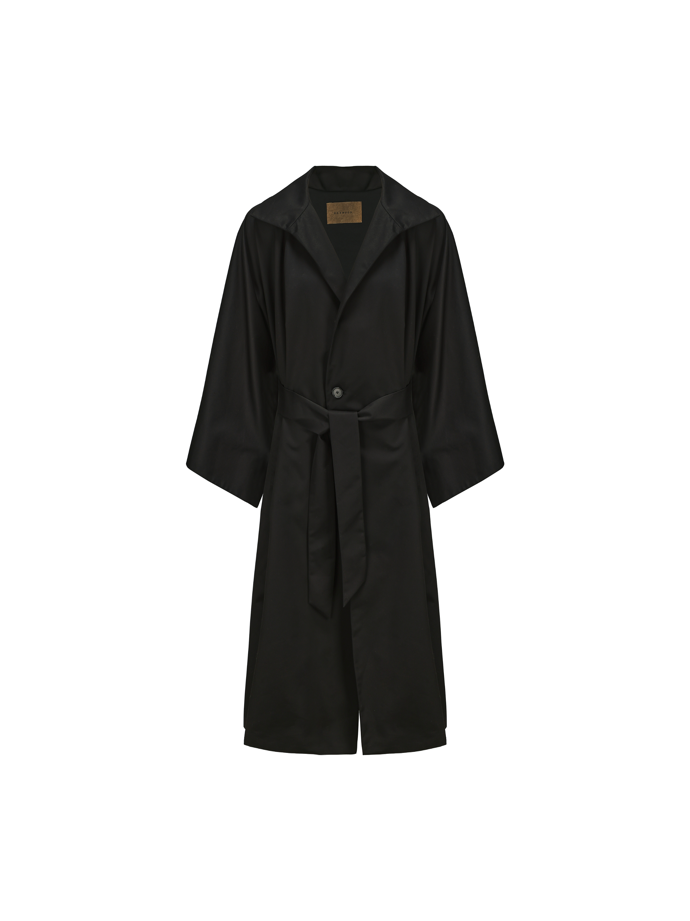 Black Notched Collar Structured Trench Coat