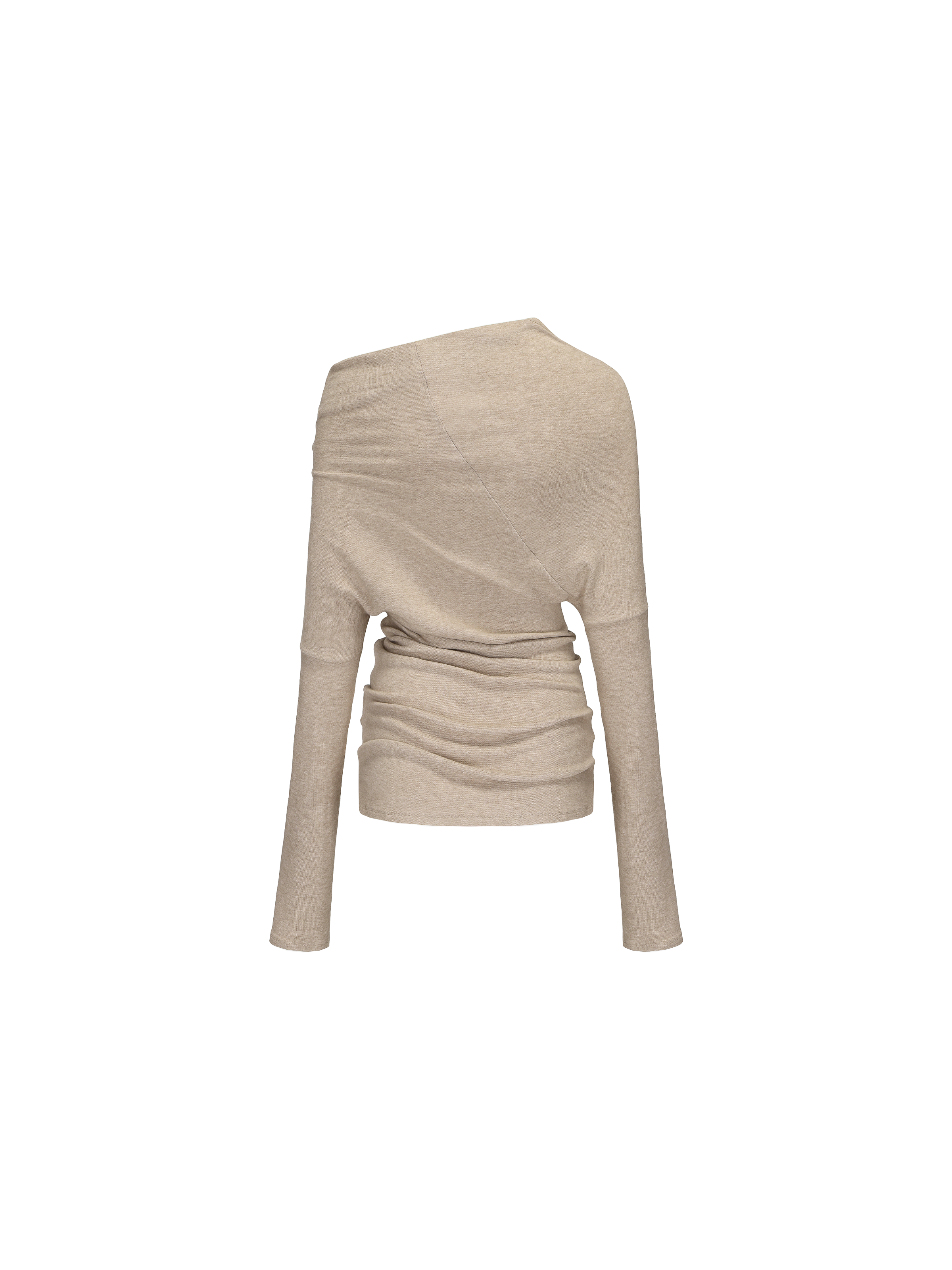 Beige Asymmetric Off-shoulder Top