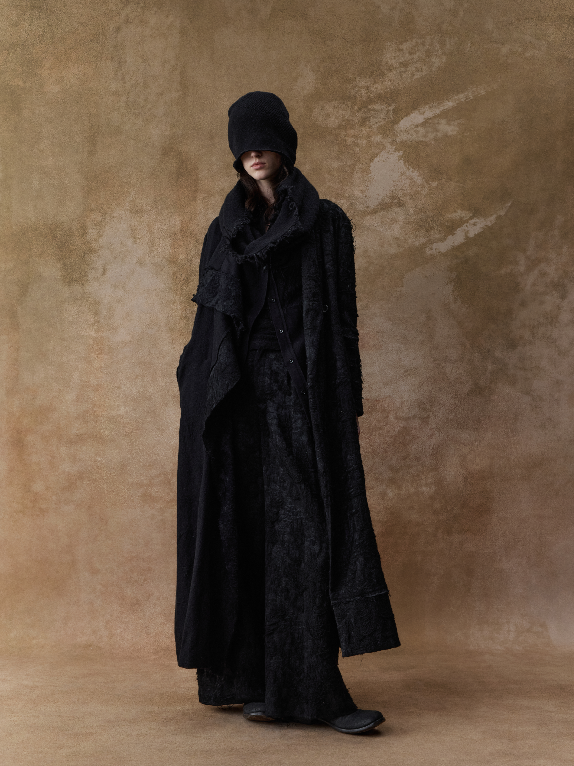 블랙 울 패치워크 자카드 카디건