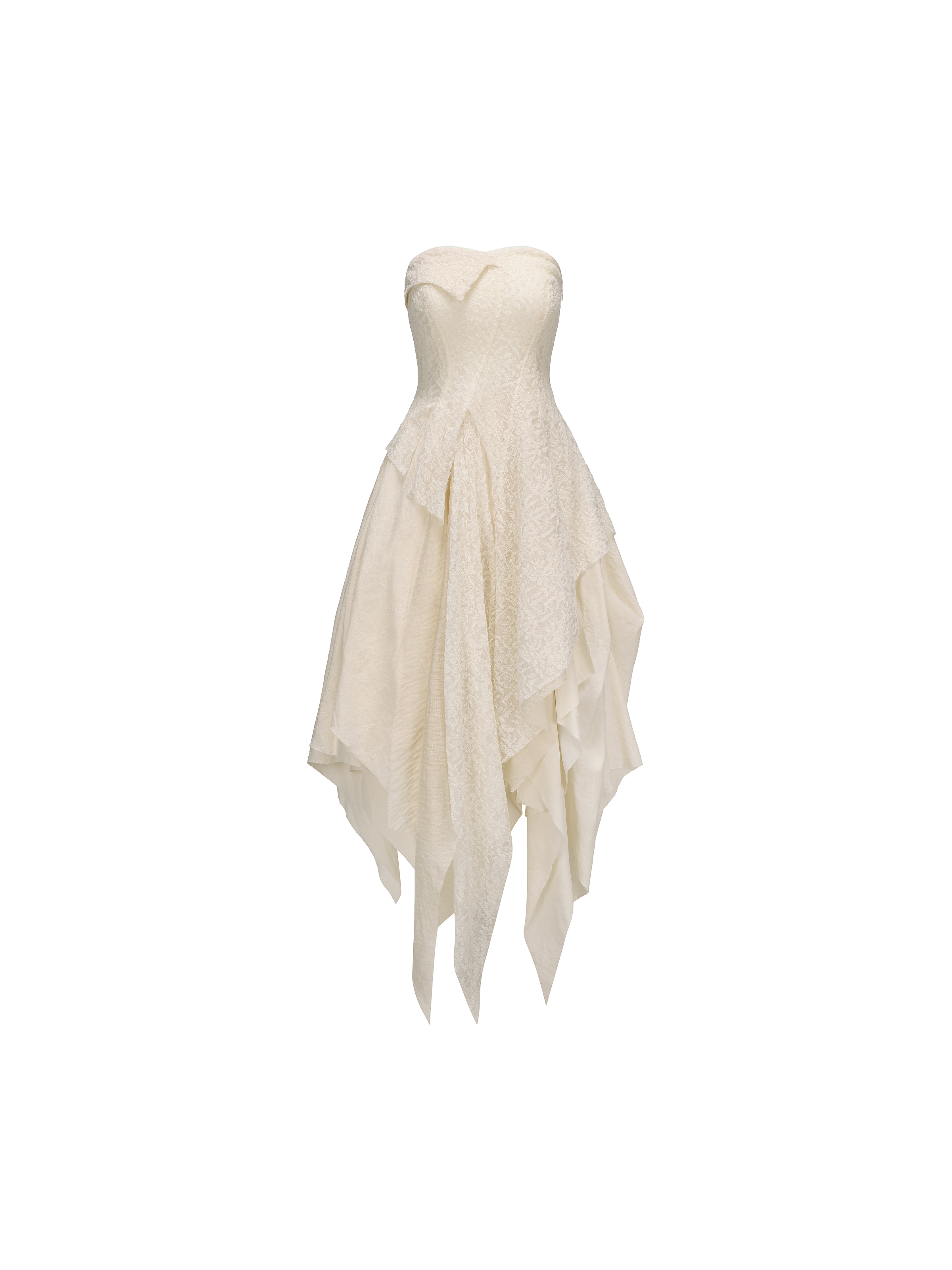 Off-white Lace Pointed Hem Tube Dress