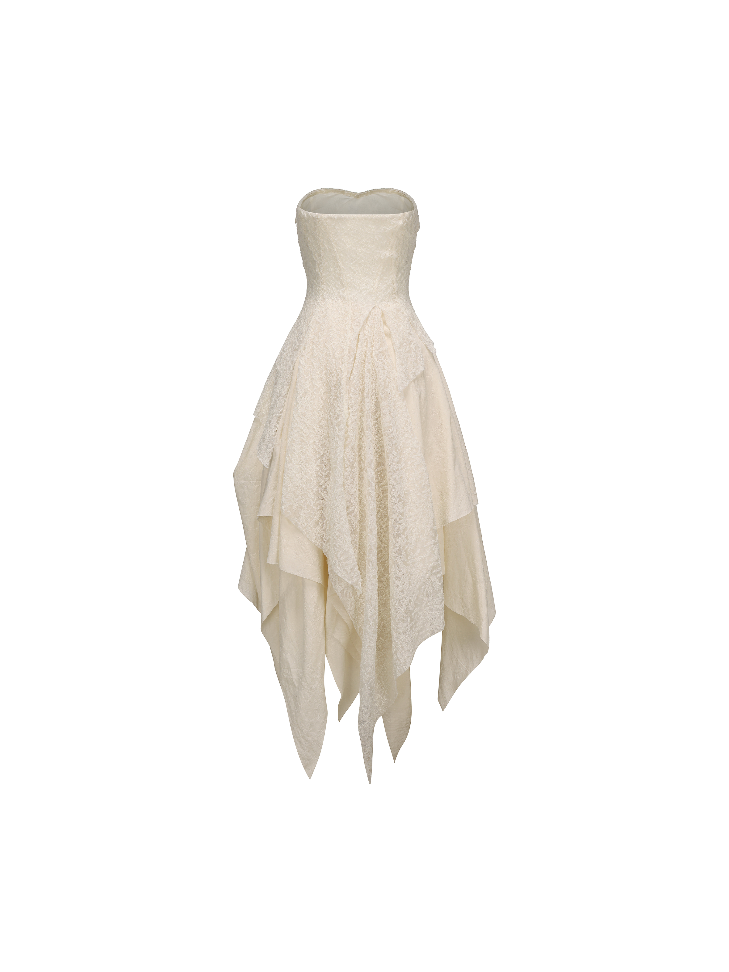 Off-white Lace Pointed Hem Tube Dress