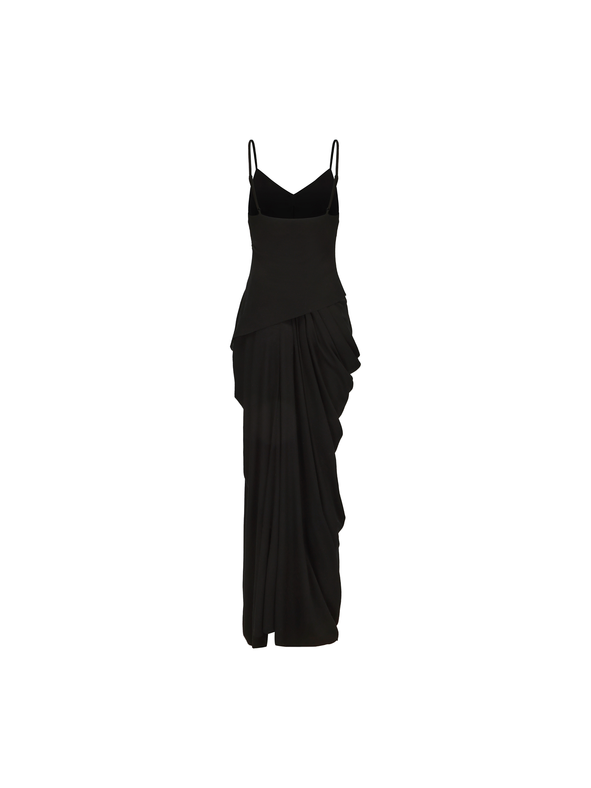 Black Knit Dotted Strap Long Dress