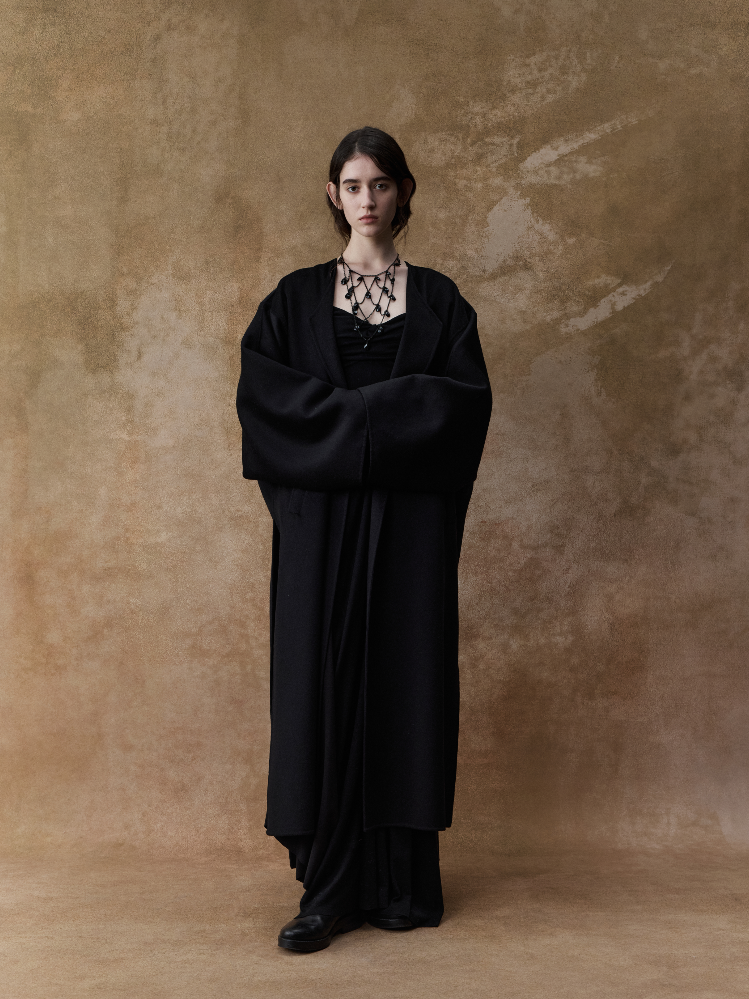 Black Cashmere Structured Coat