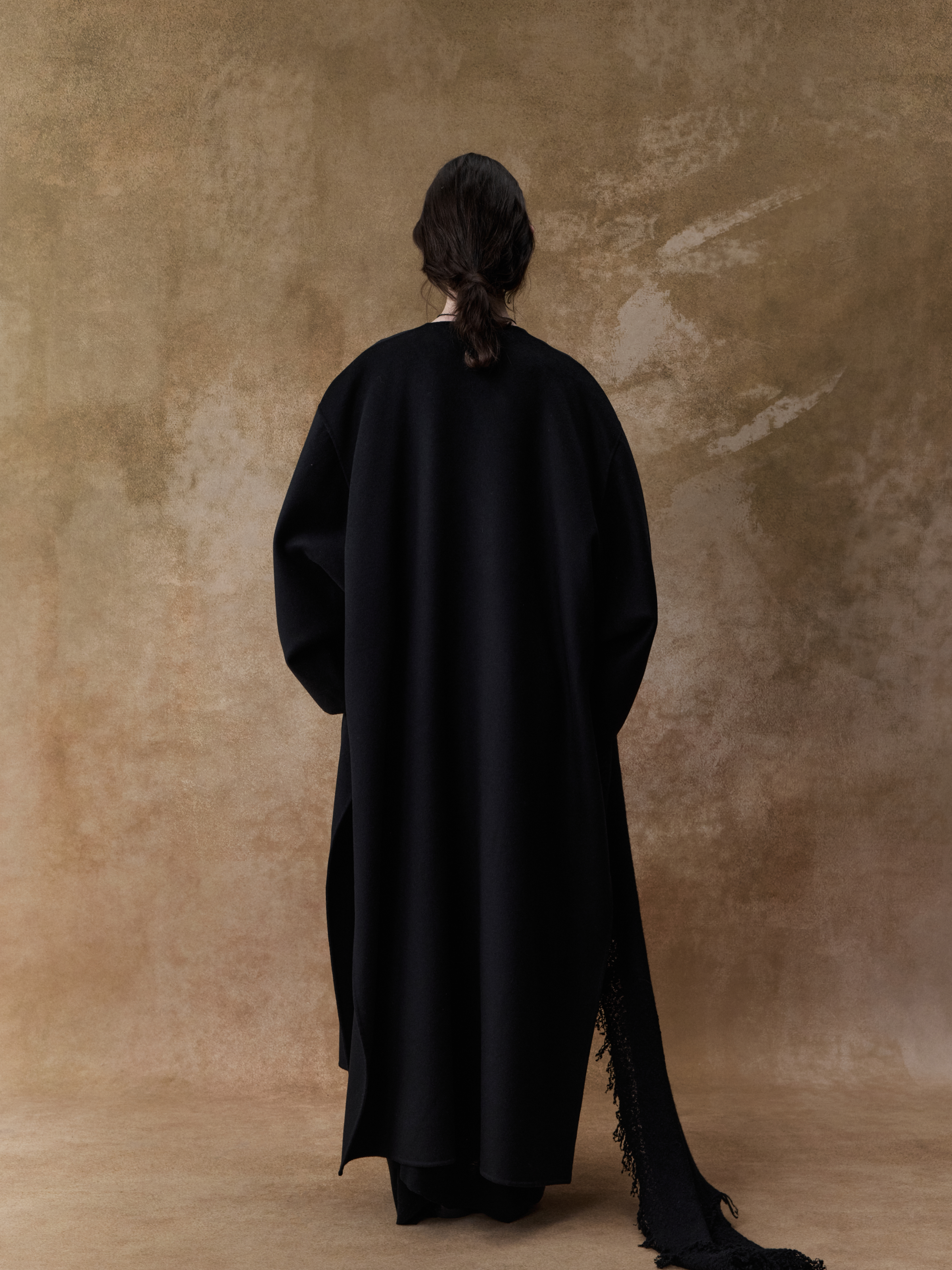 Black Cashmere Structured Coat