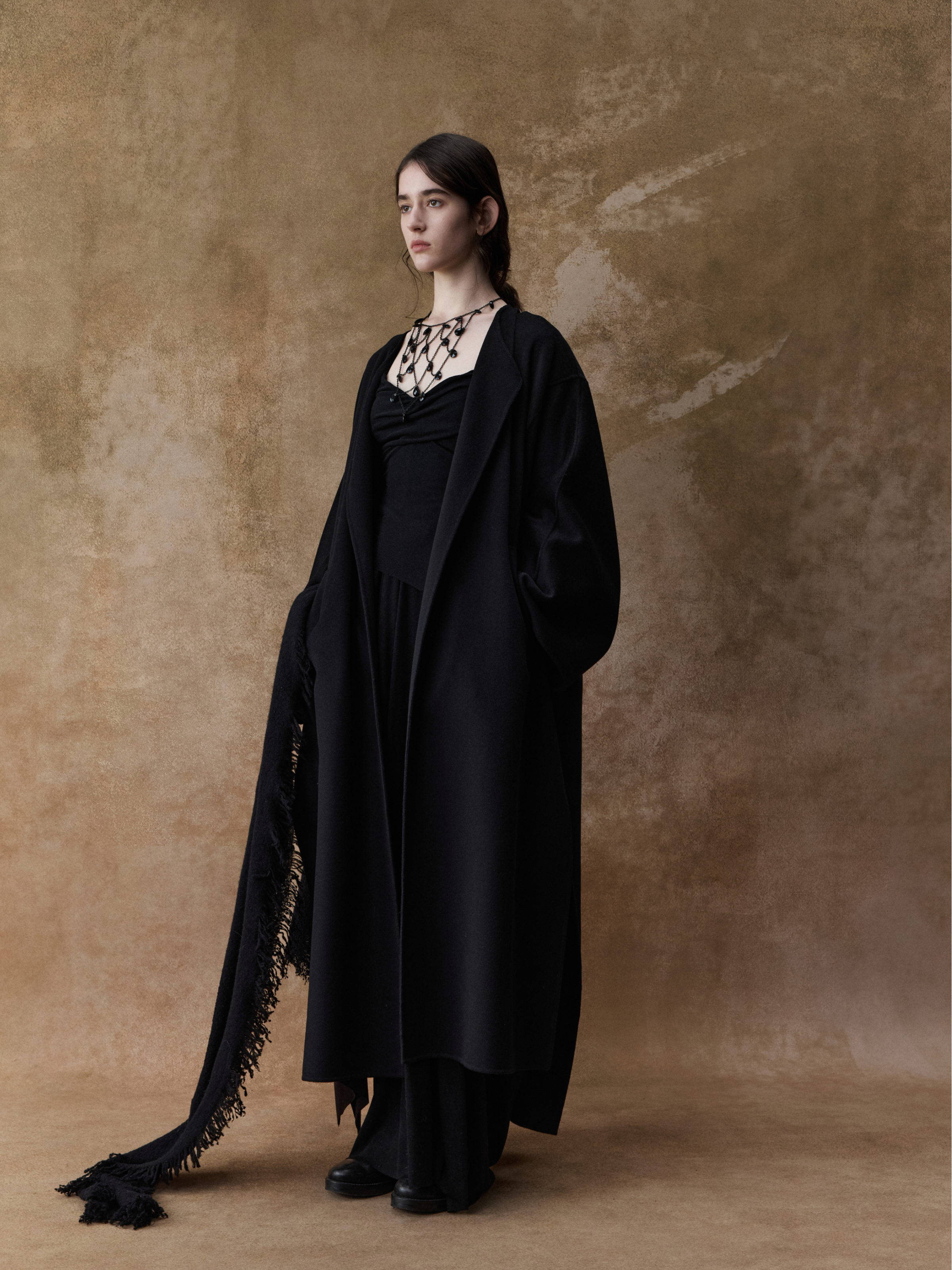 Black Cashmere Structured Coat