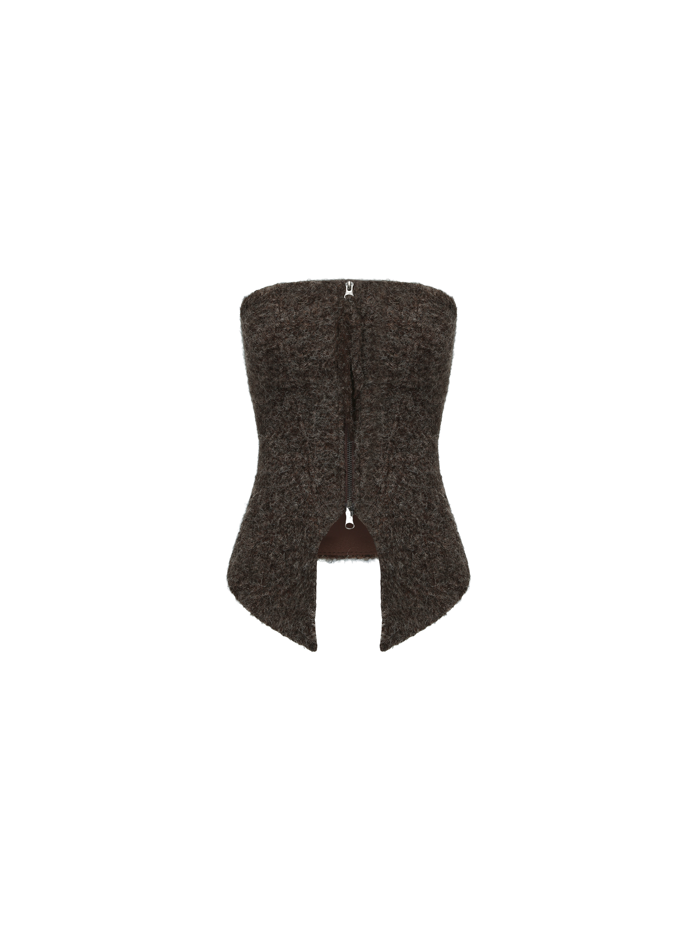 Floral Brown Zippered Sleeveless Tube Top