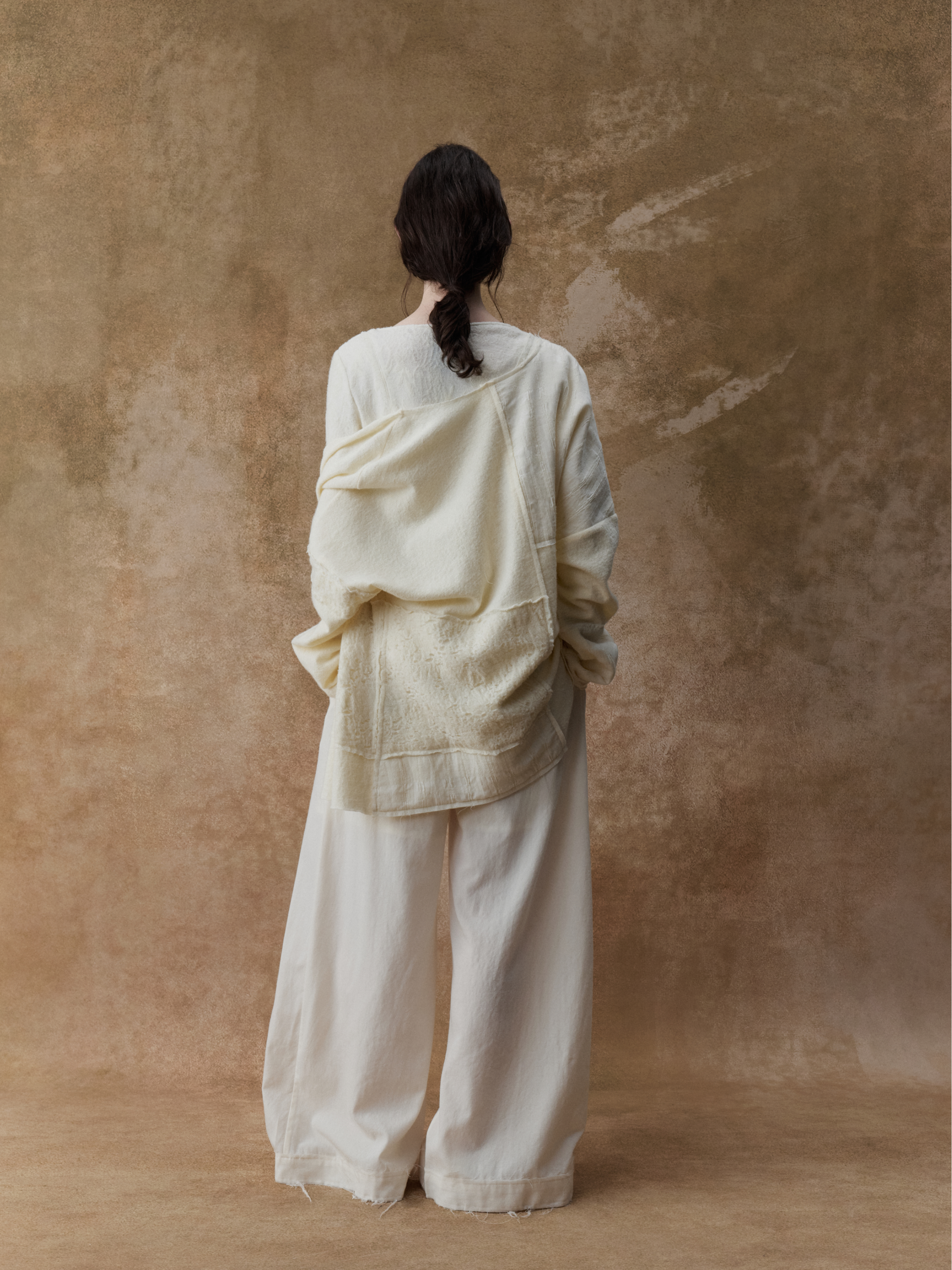 Off-white Patchwork Loose Cardigan