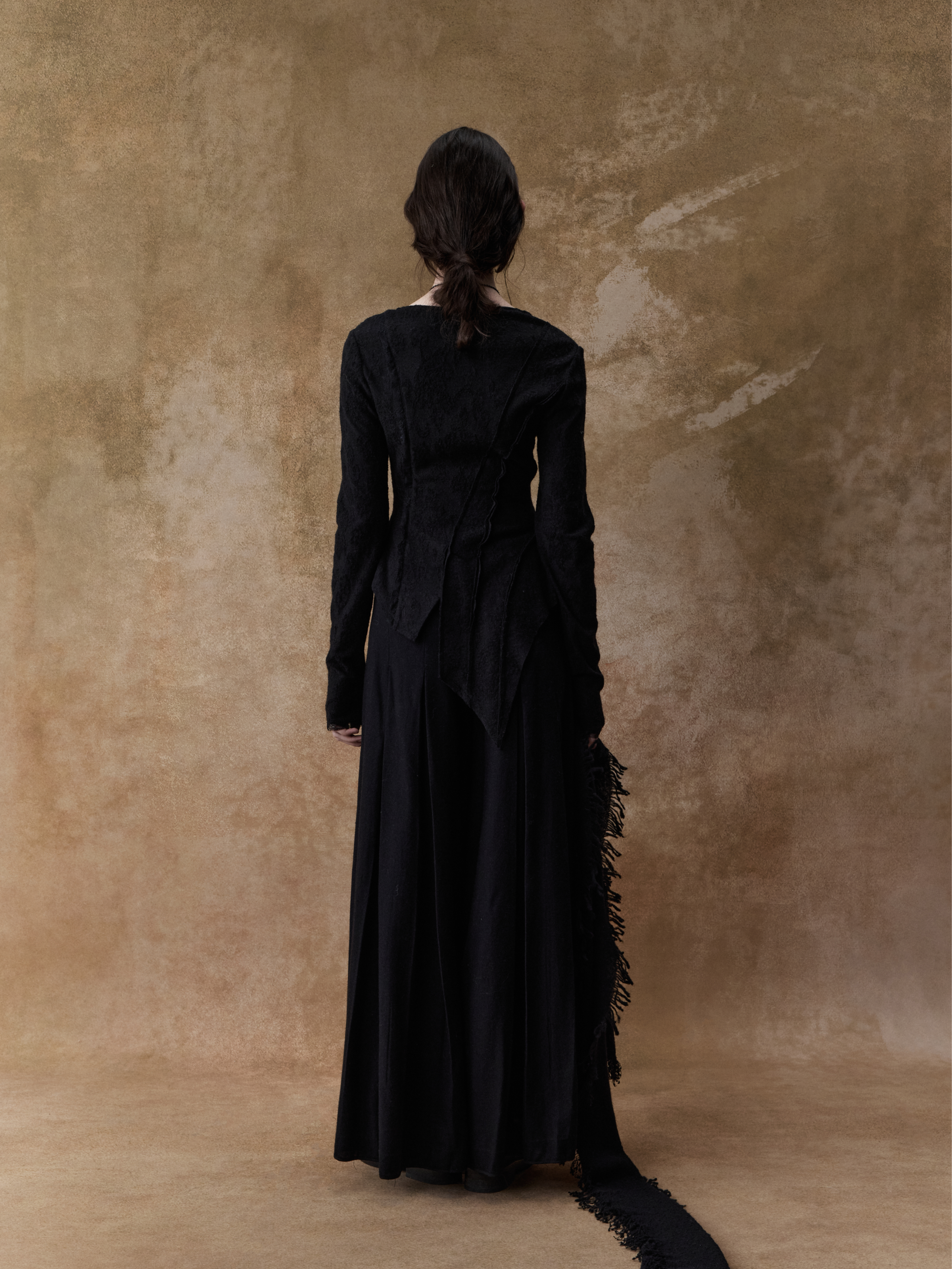 Black Panelled Fake Two-piece Top