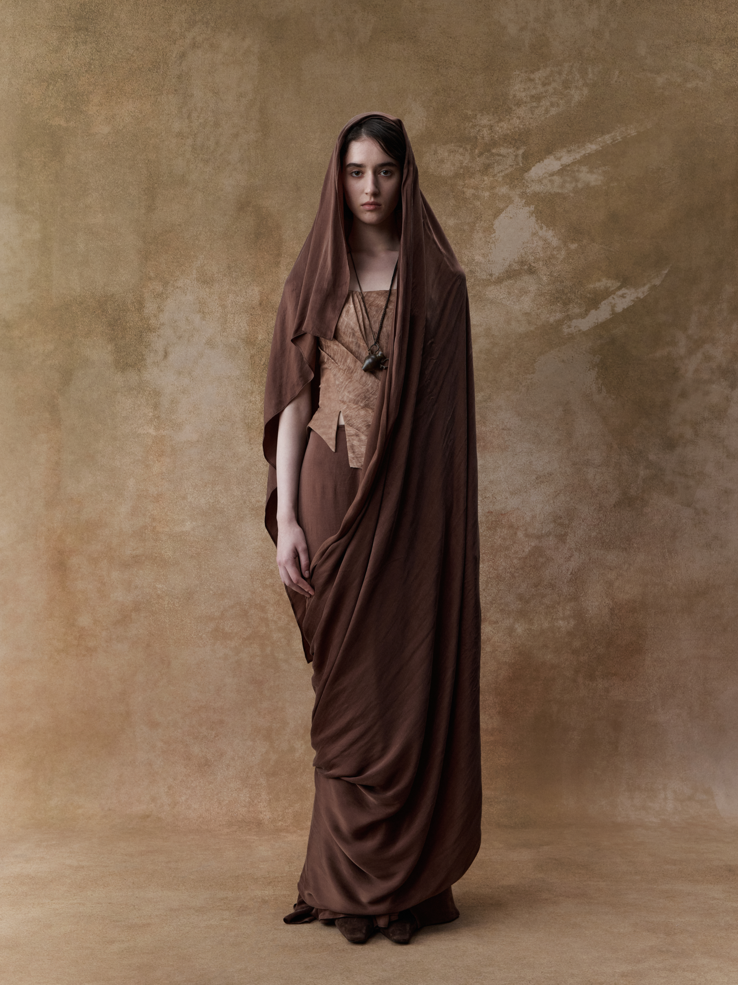 Dark Brown Wrap Long Robe