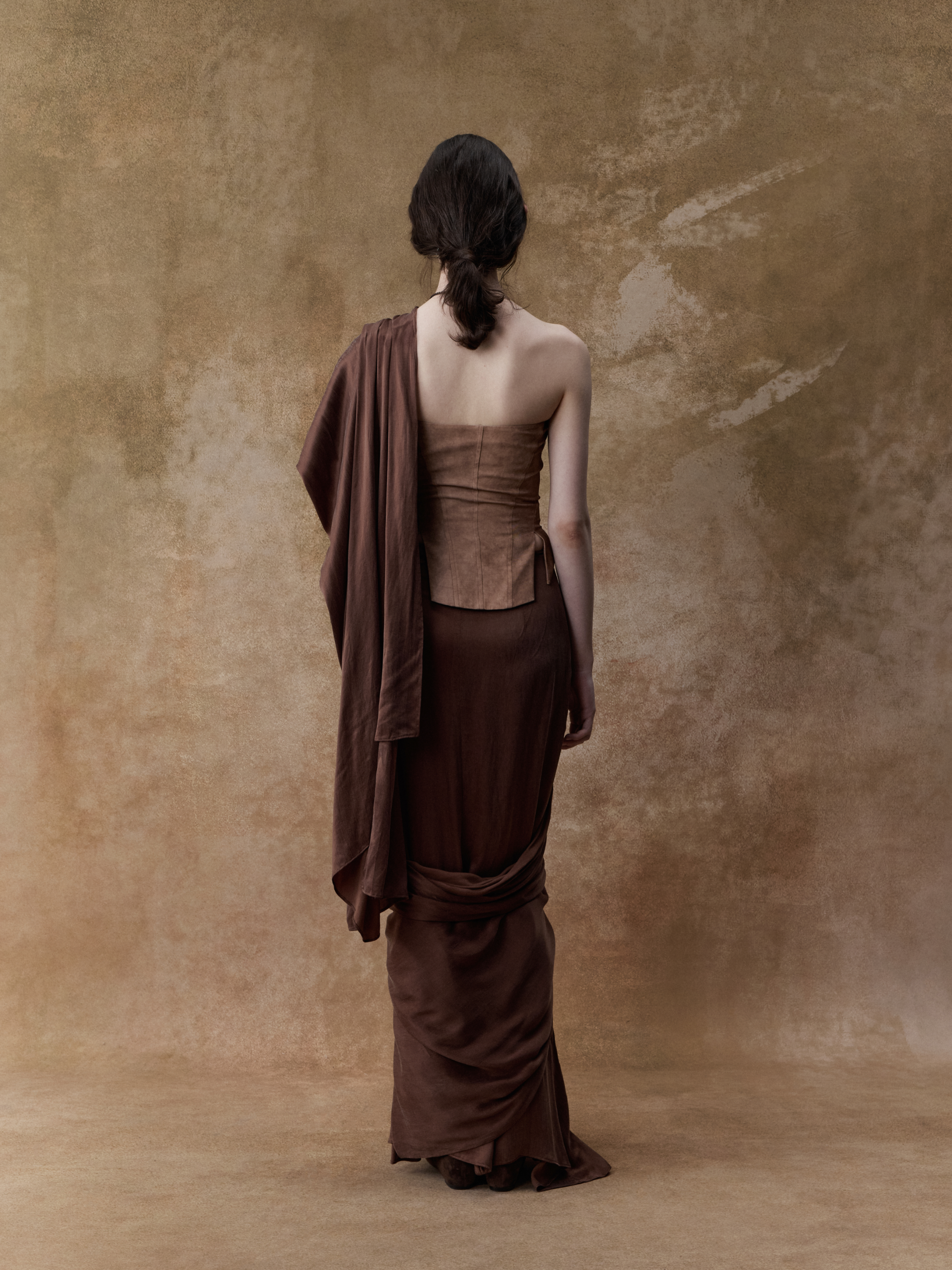 Dark Brown Wrap Long Robe