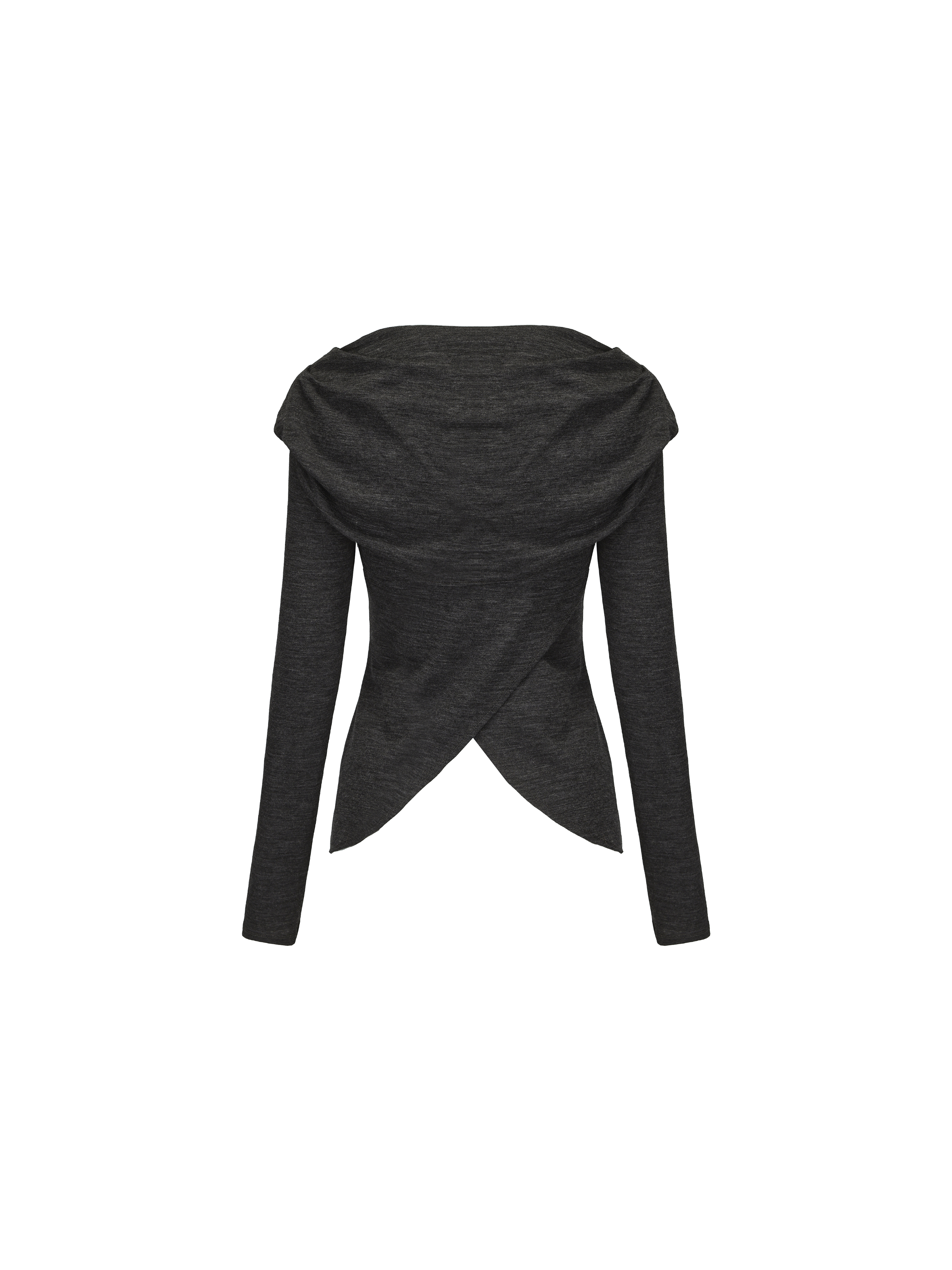 Dark Grey Draped Curved Hem Knit Top