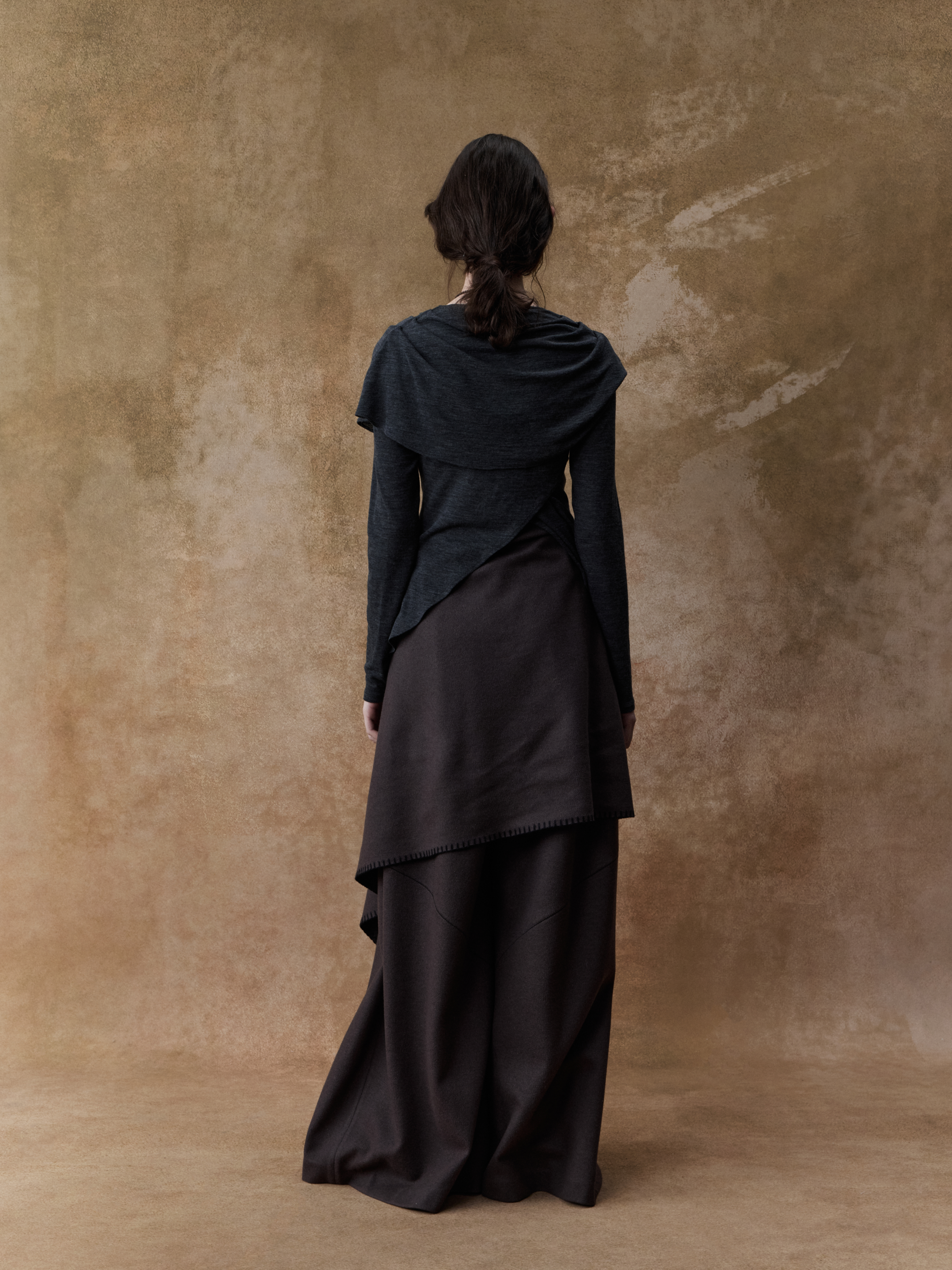 Greyish Purple Panelled Stacked Wide-leg Pants