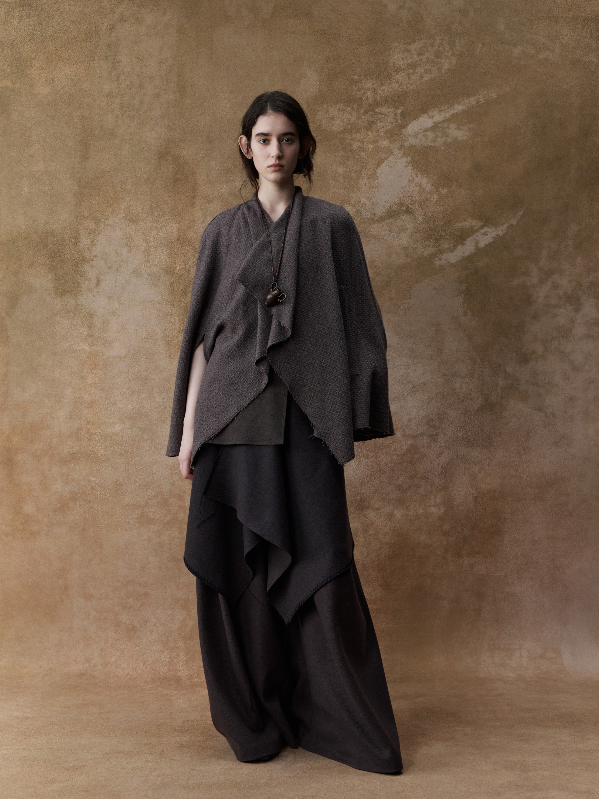 Greyish Purple Panelled Stacked Wide-leg Pants