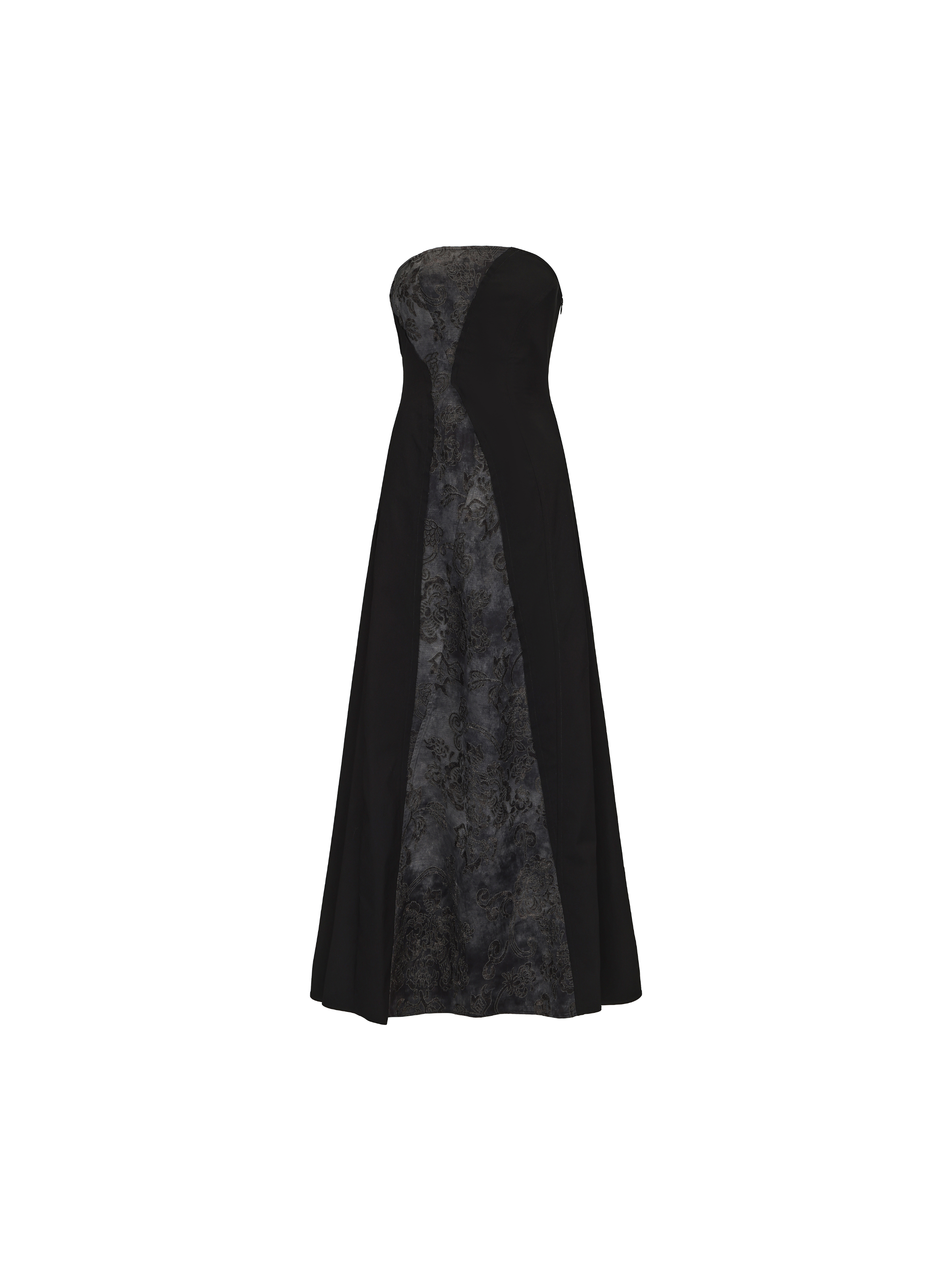 Black Jacquard Panelled Tube Dress