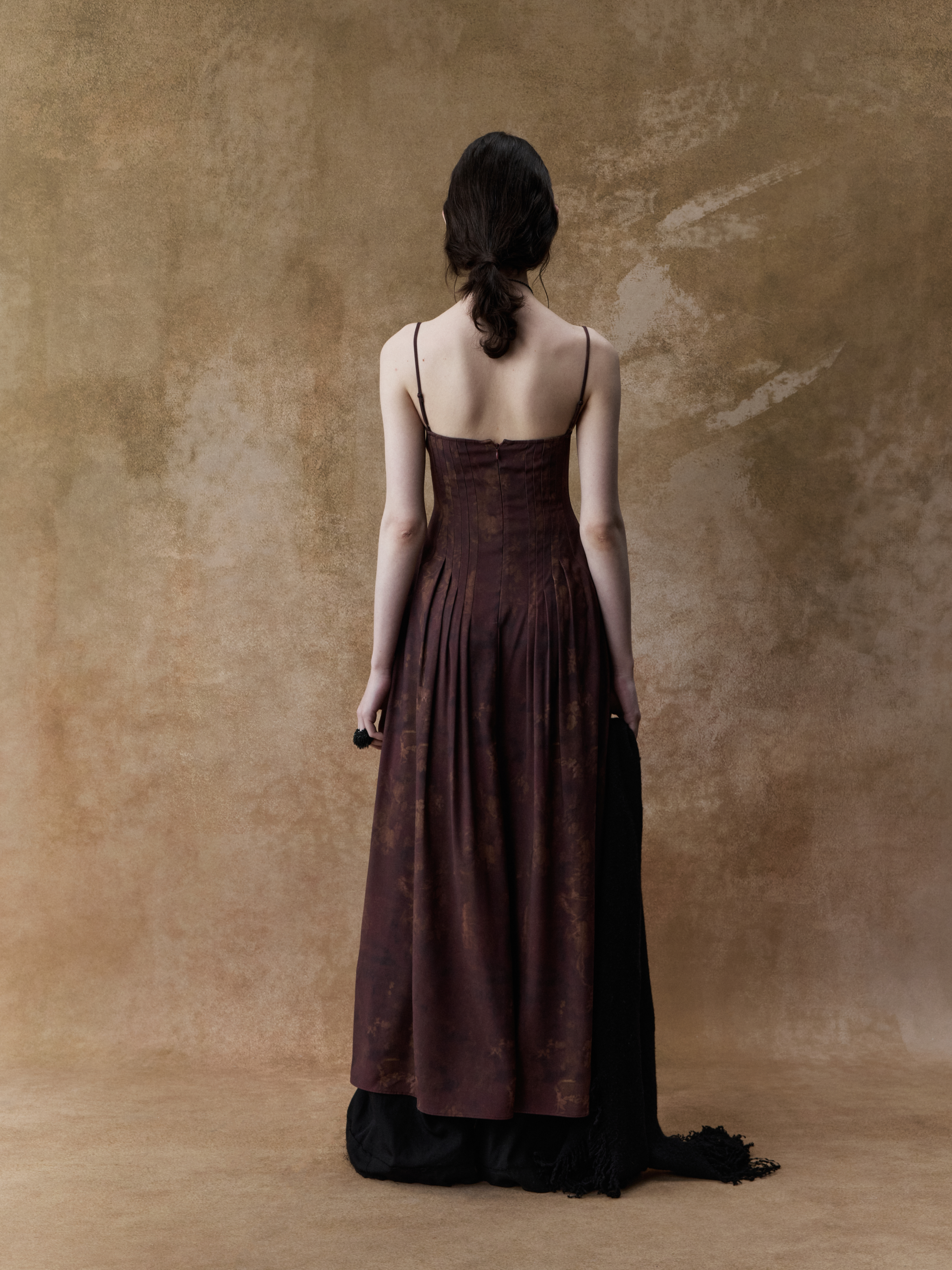 Dark Red Printed Strap Dress