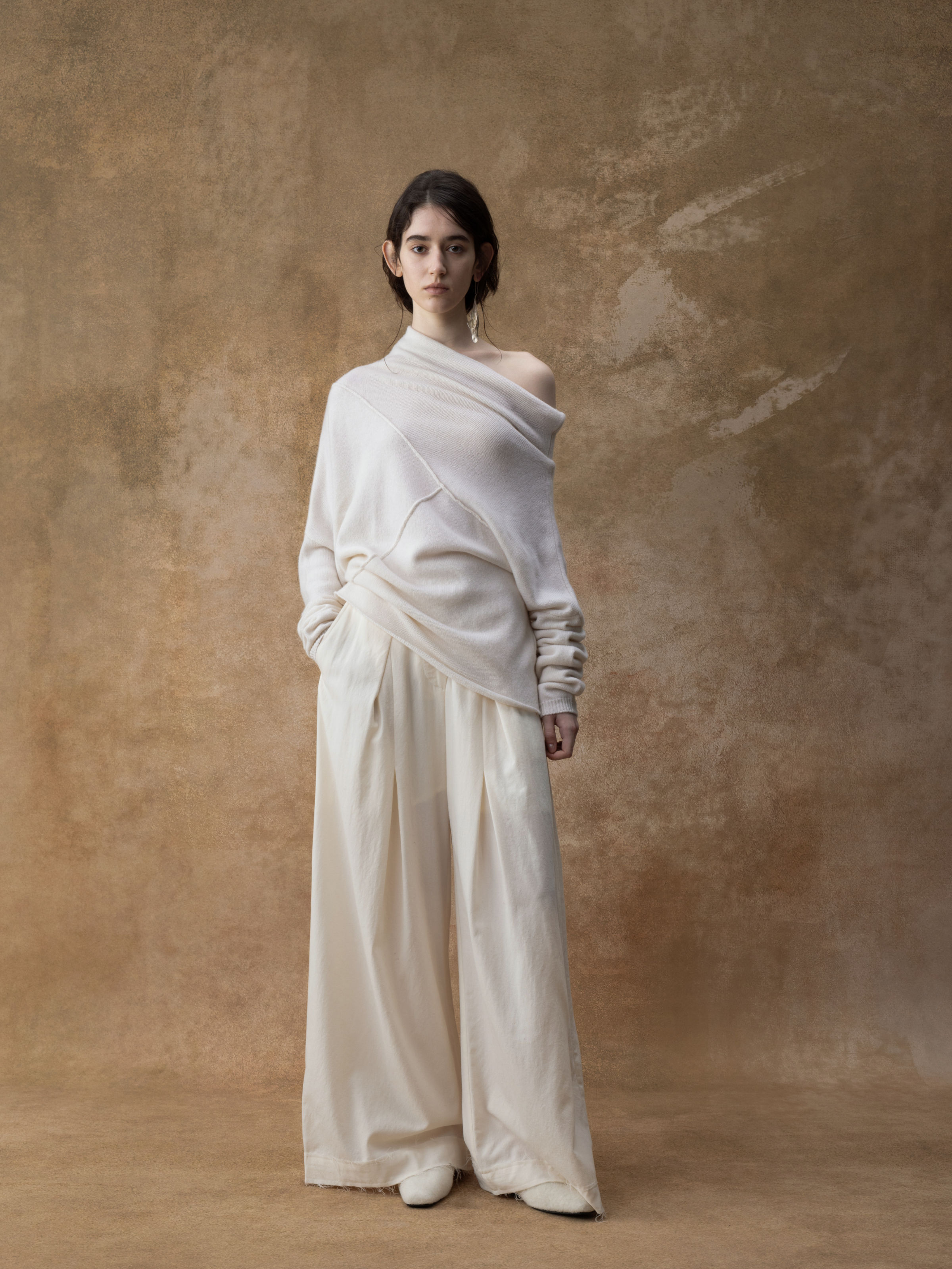 Off-white Slanted Collar Knit Sweater