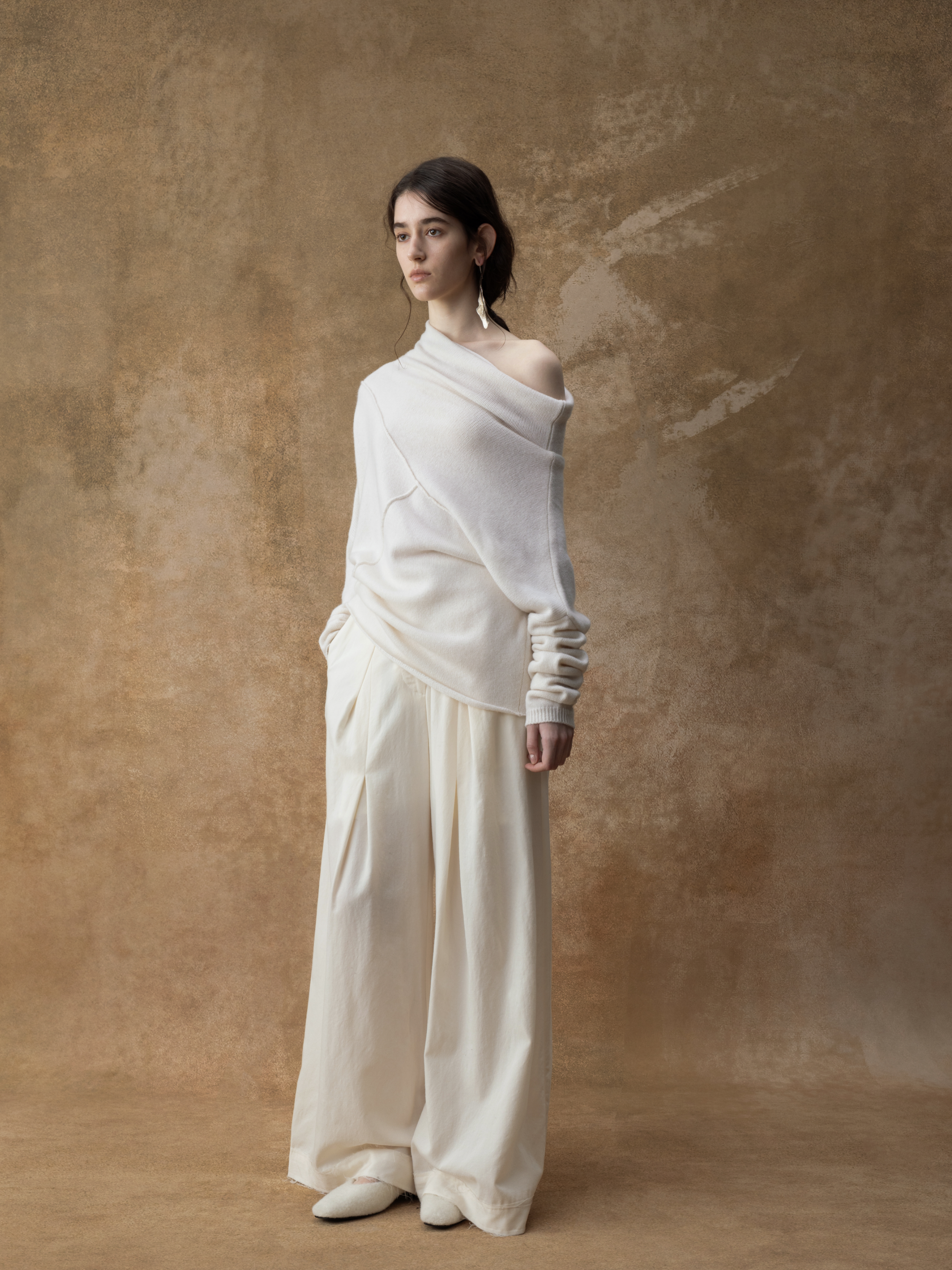 Off-white Slanted Collar Knit Sweater