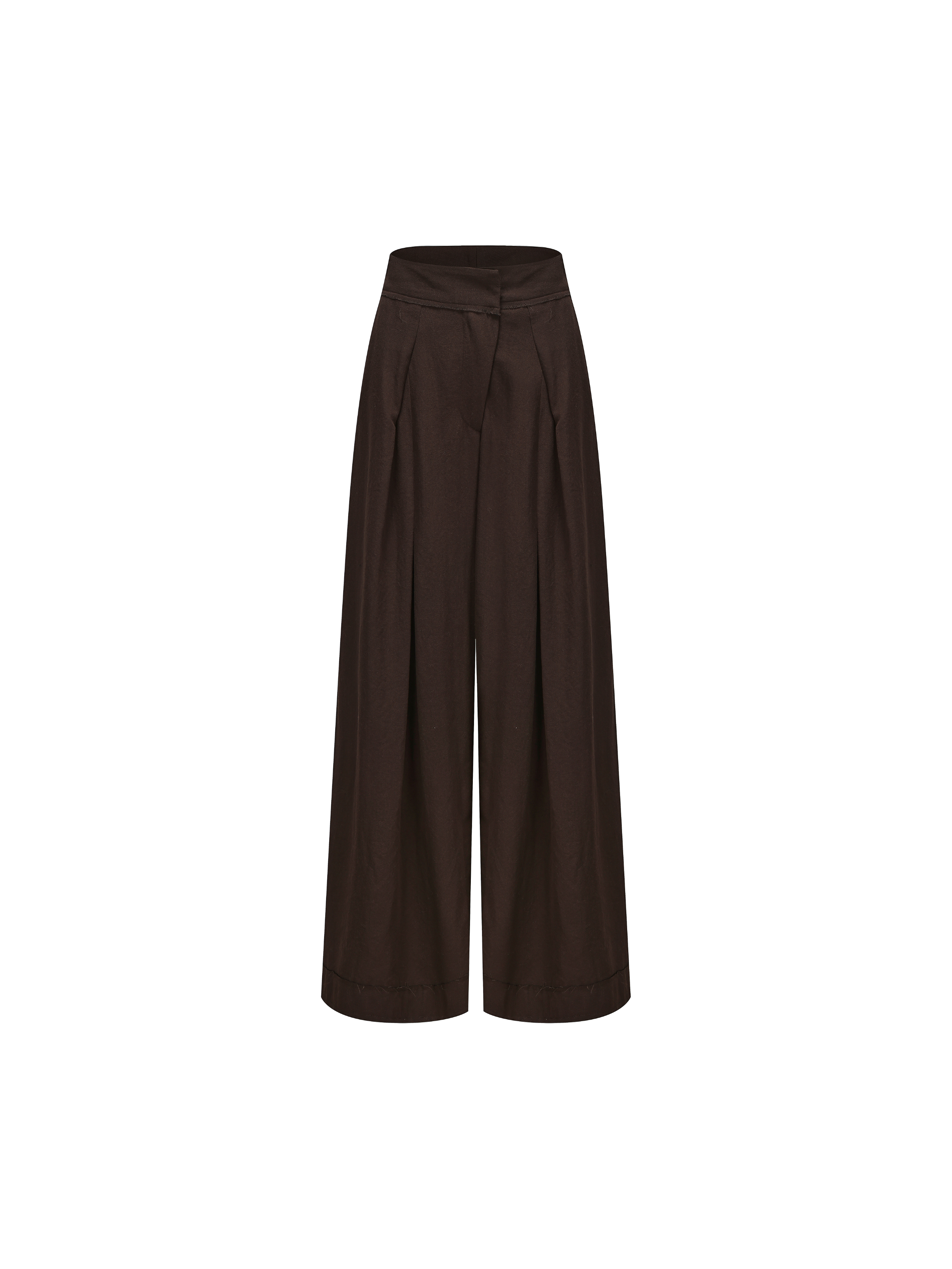 Tan Diagonally Pleated Trousers